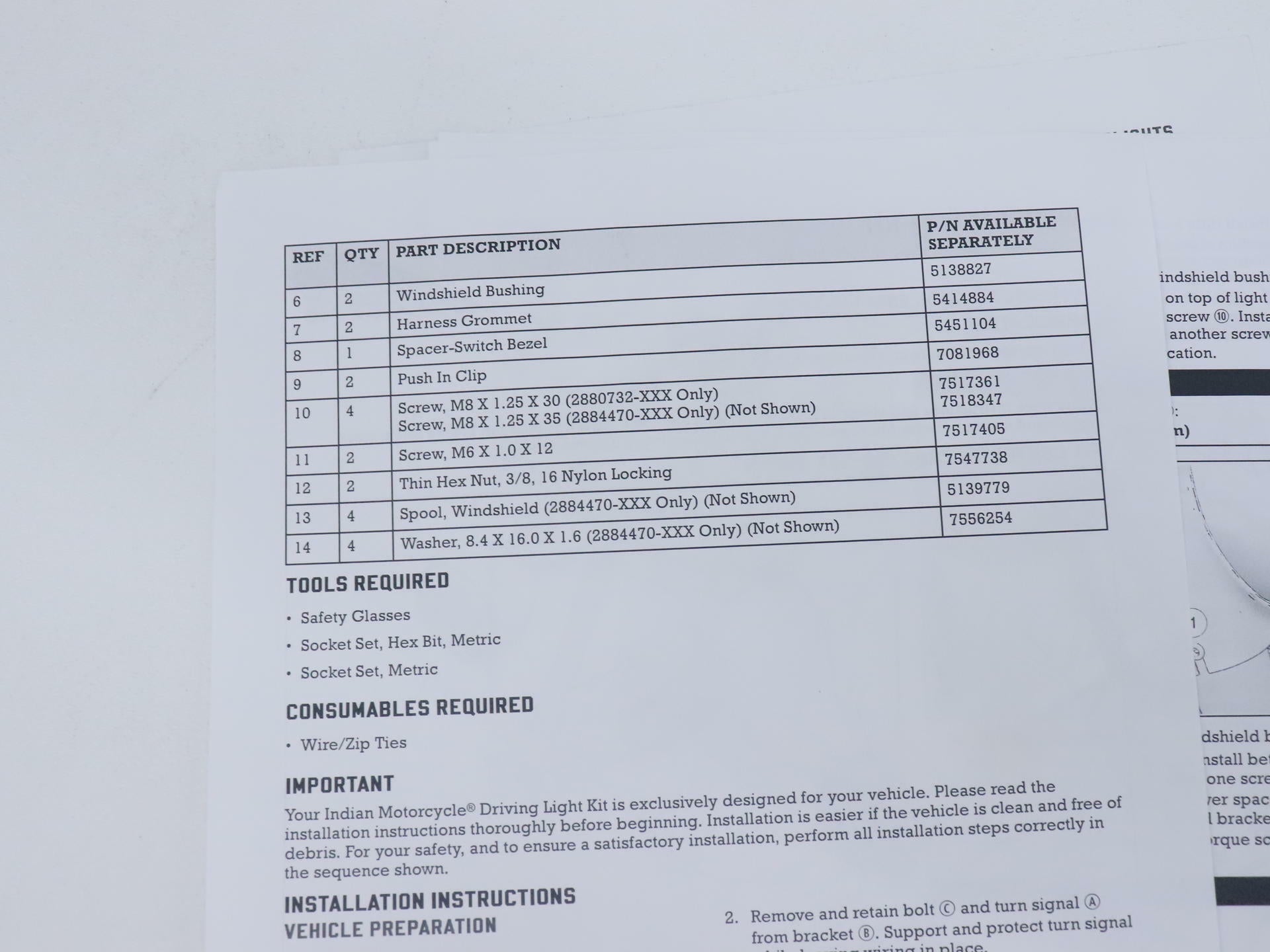 OPEN BOX - OEM Indian Driving Light Kit Black - Springfield - 2884470-266