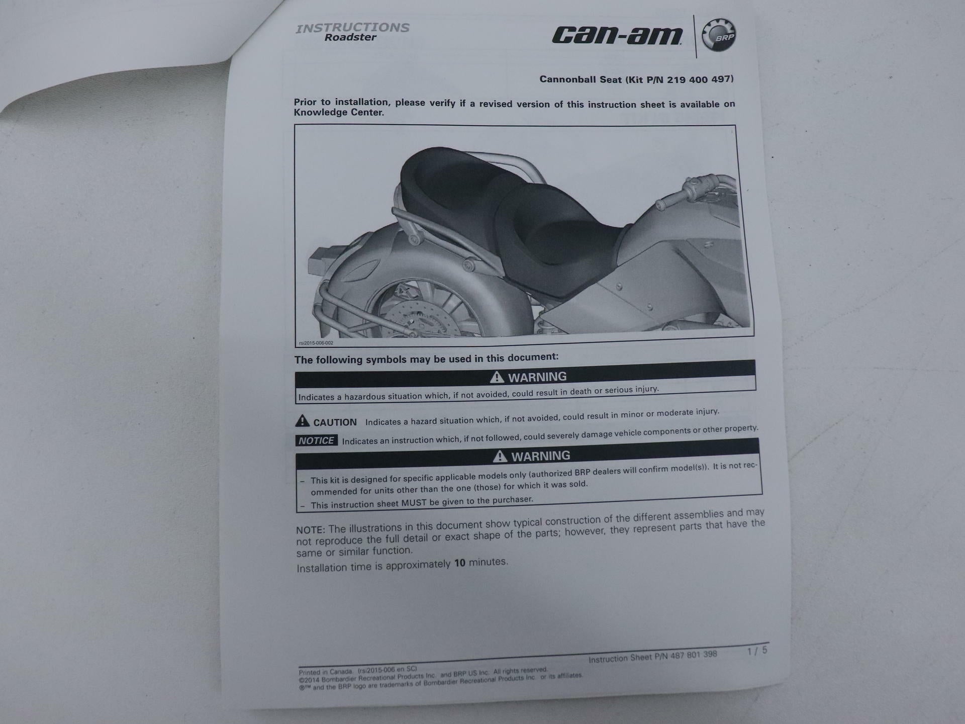 OEM Can-Am Vinyl Seat Coast-To-Coast - 15-19 Spyder F3 - 219400602 - Open Box