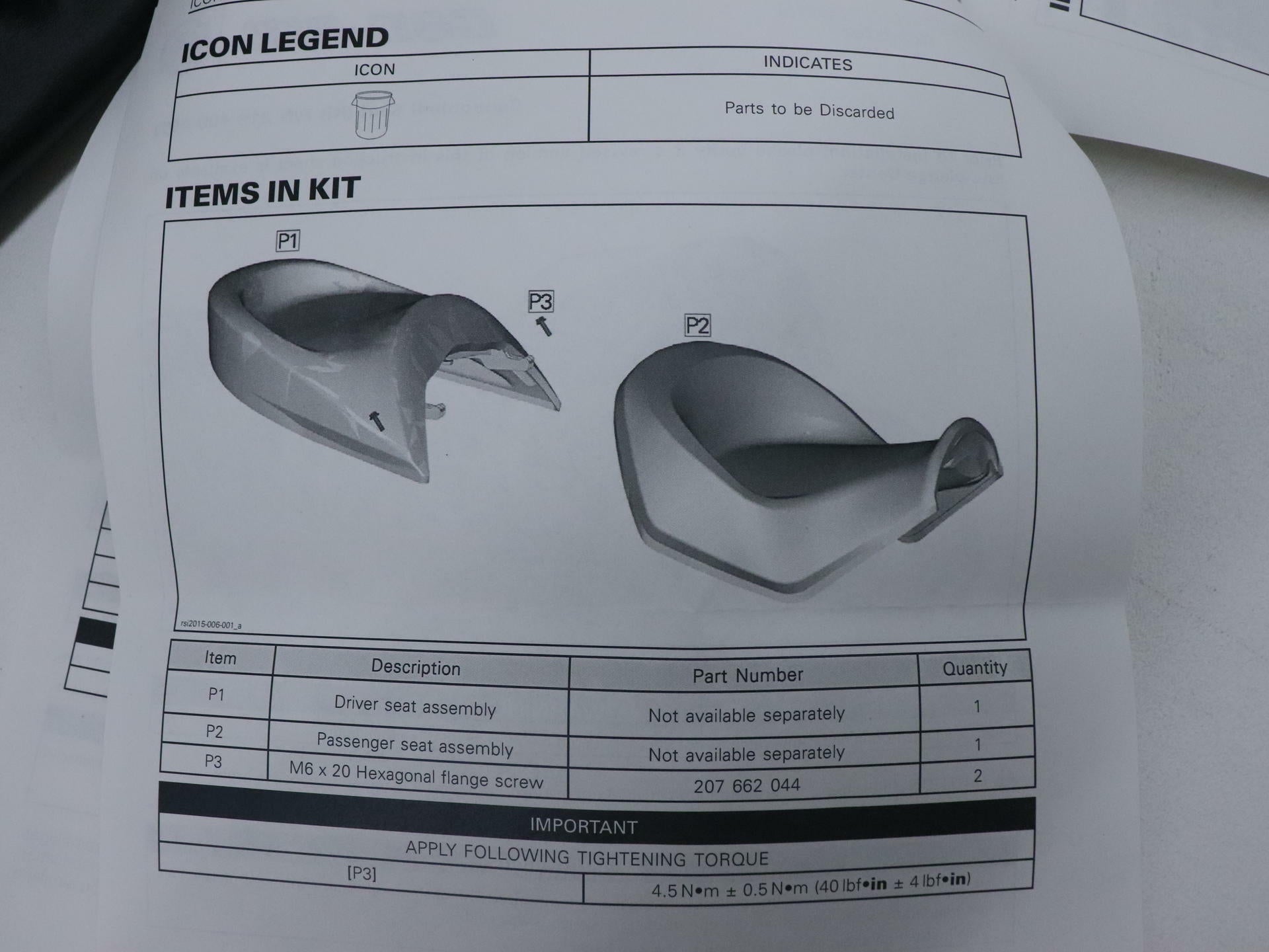 OPEN BOX - OEM Can-Am Vinyl Seat Coast-To-Coast - 15-19 Spyder F3 - 219400602