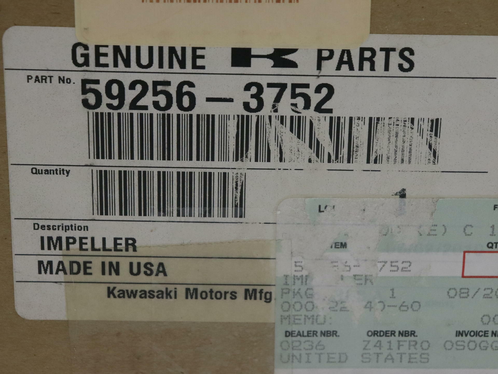 Kawasaki OEM Impeller JT900 STX 99-00 JT900 STS 01-02 59256-3752 - Open Box