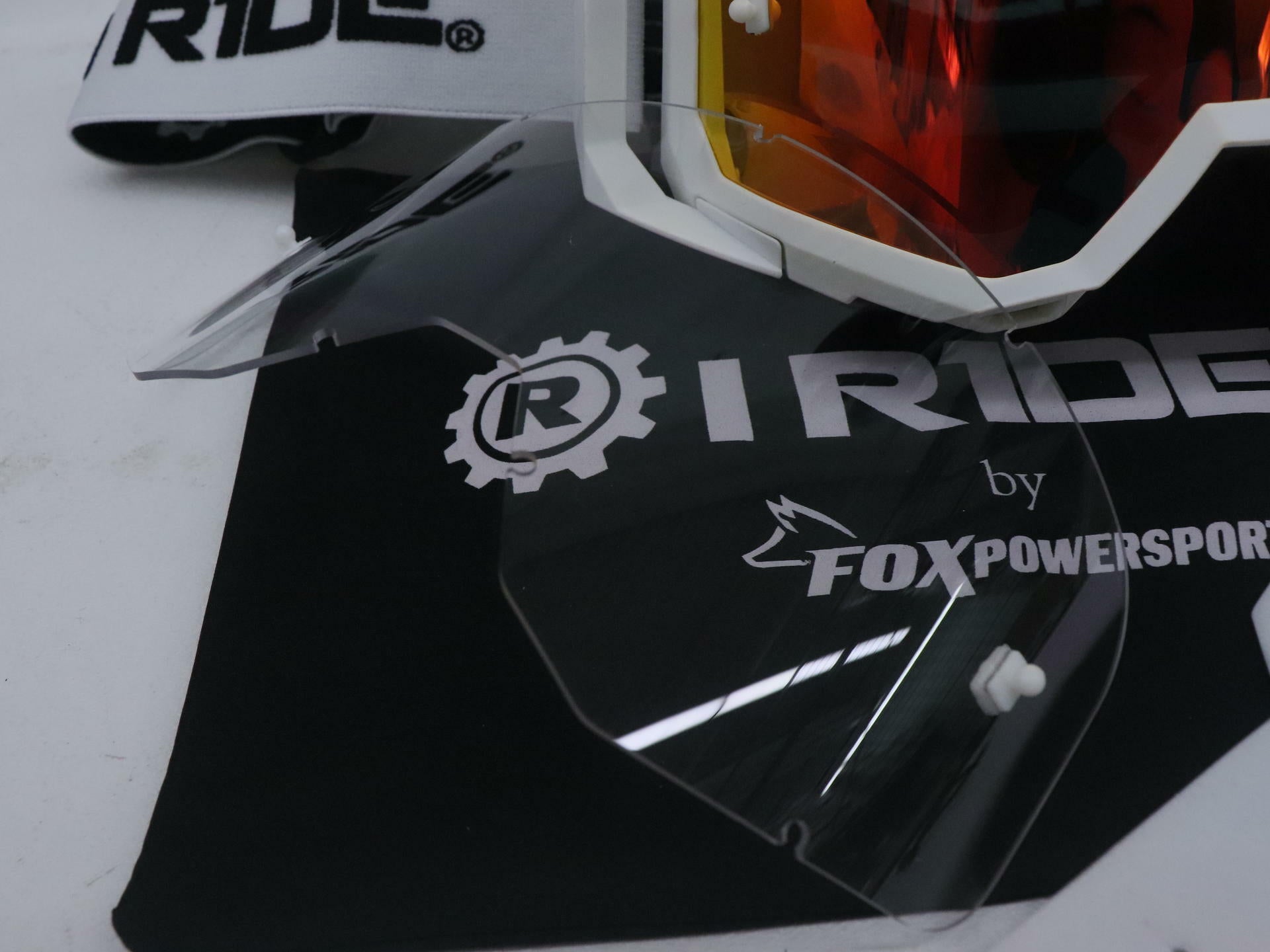 OPEN BOX - Fox Powersports ATV White Goggle w/Orange Pop Lens + Clear Lens