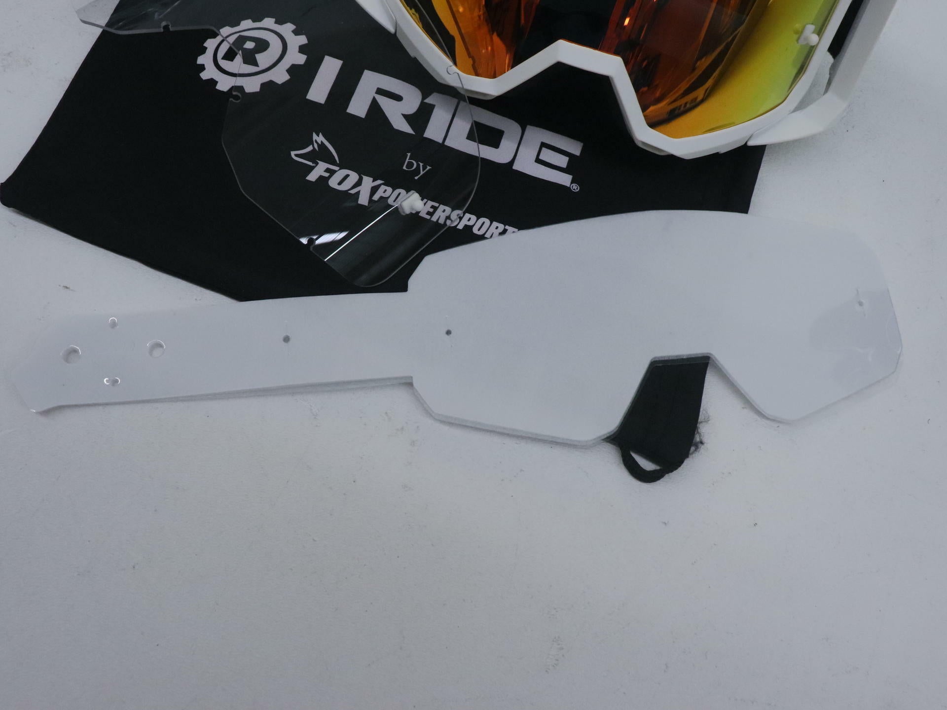 OPEN BOX - Fox Powersports Motocross White Goggle w/Orange Pop Lens + Clear Lens