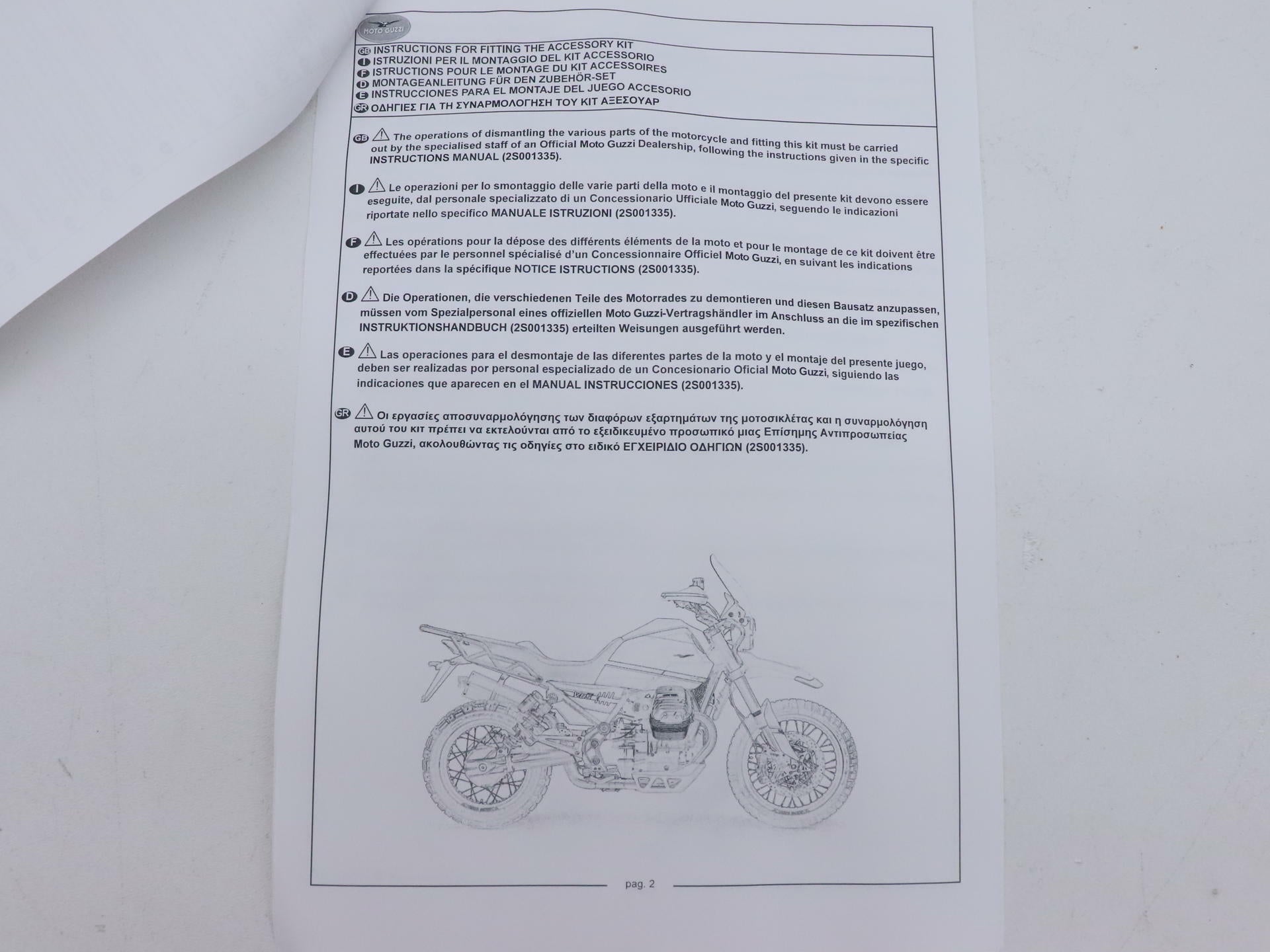 OEM Moto Guzzi Center Stand Kit - V85 e5+ & V85 TT - 2S001322 - Open Box