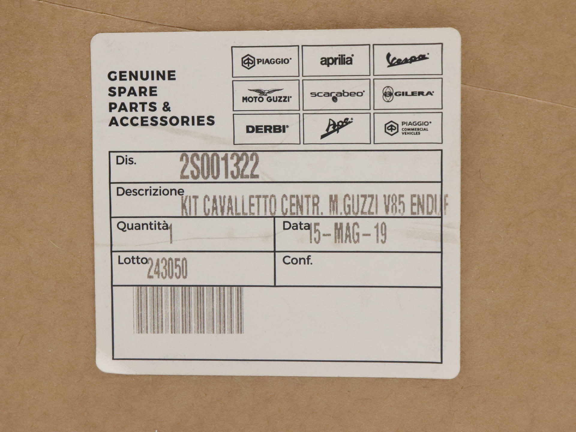 OEM Moto Guzzi Center Stand Kit - V85 e5+ & V85 TT - 2S001322 - Open Box