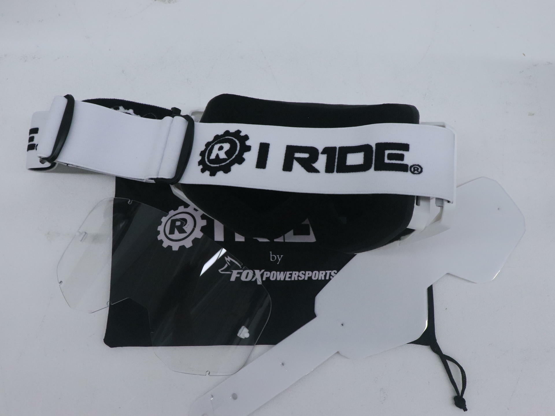 OPEN BOX - Fox Powersports ATV White Goggle w/Orange Pop Lens + Clear Lens