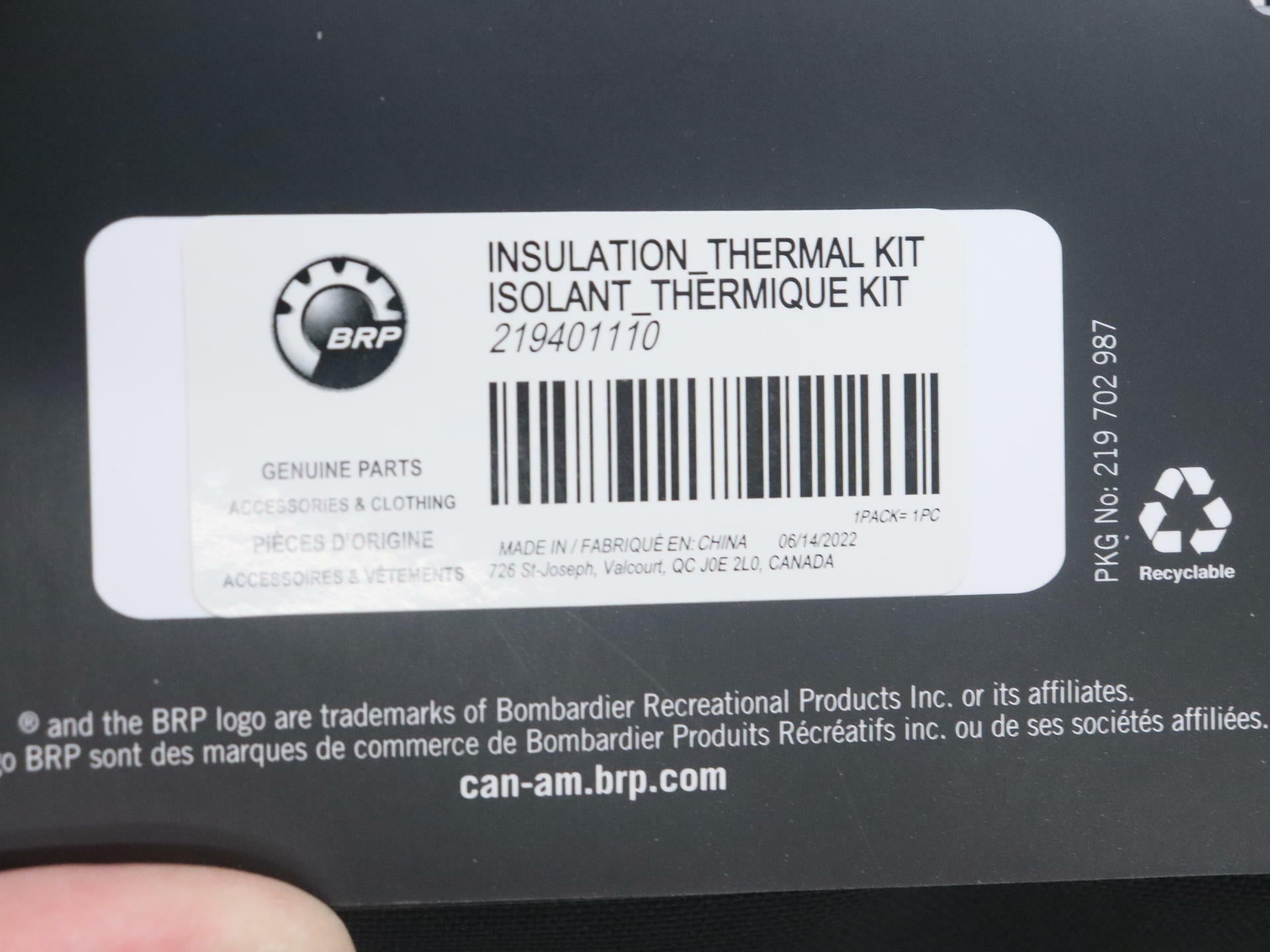 OPEN BOX - OEM Can-Am Cargo Box Thermo Insert 2.6-Gal LinQ - 219401110