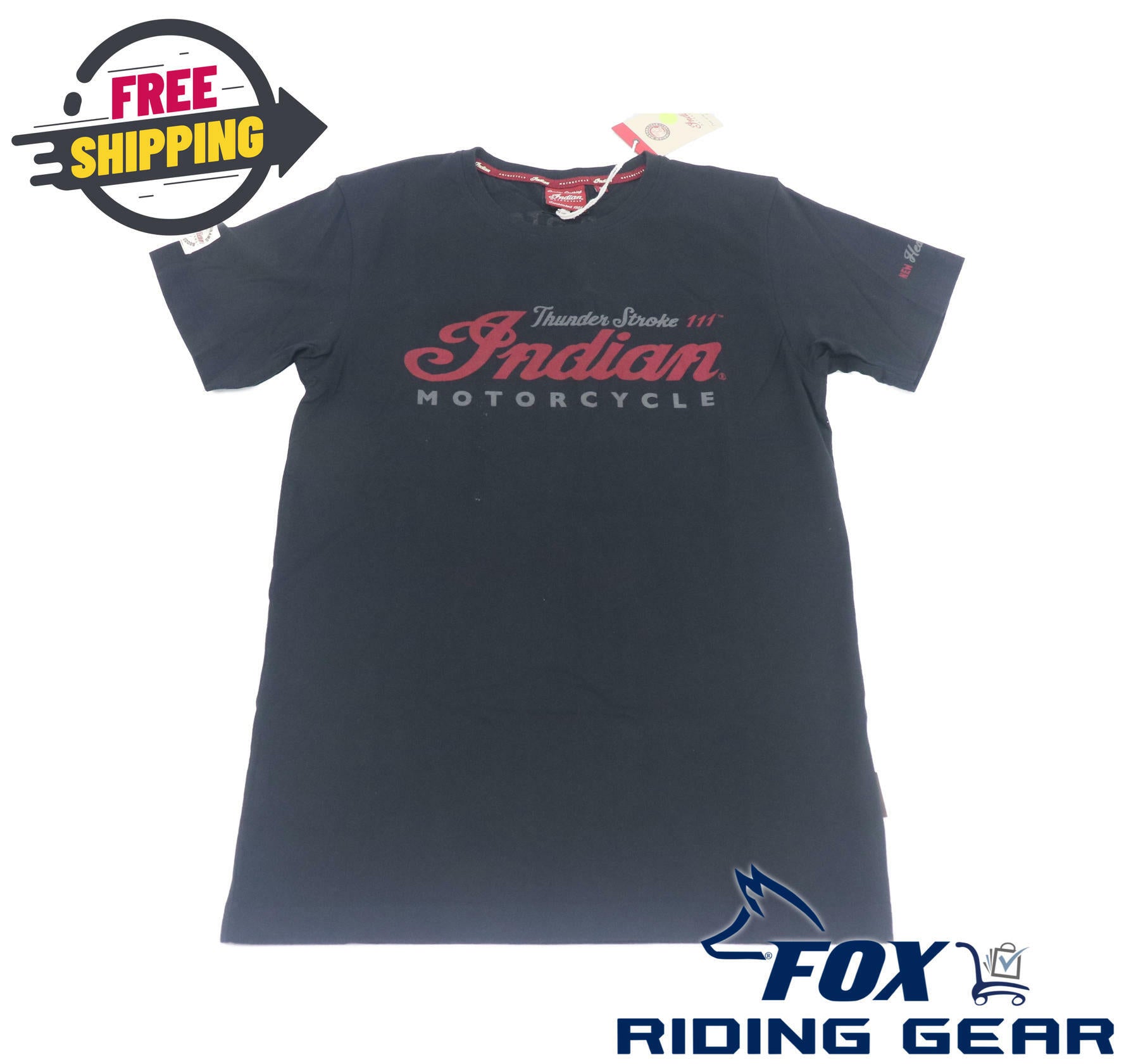 OPEN BOX - Indian T-Shirt Thunderstroke BLACK Tee - MENS SMALL - 286366002