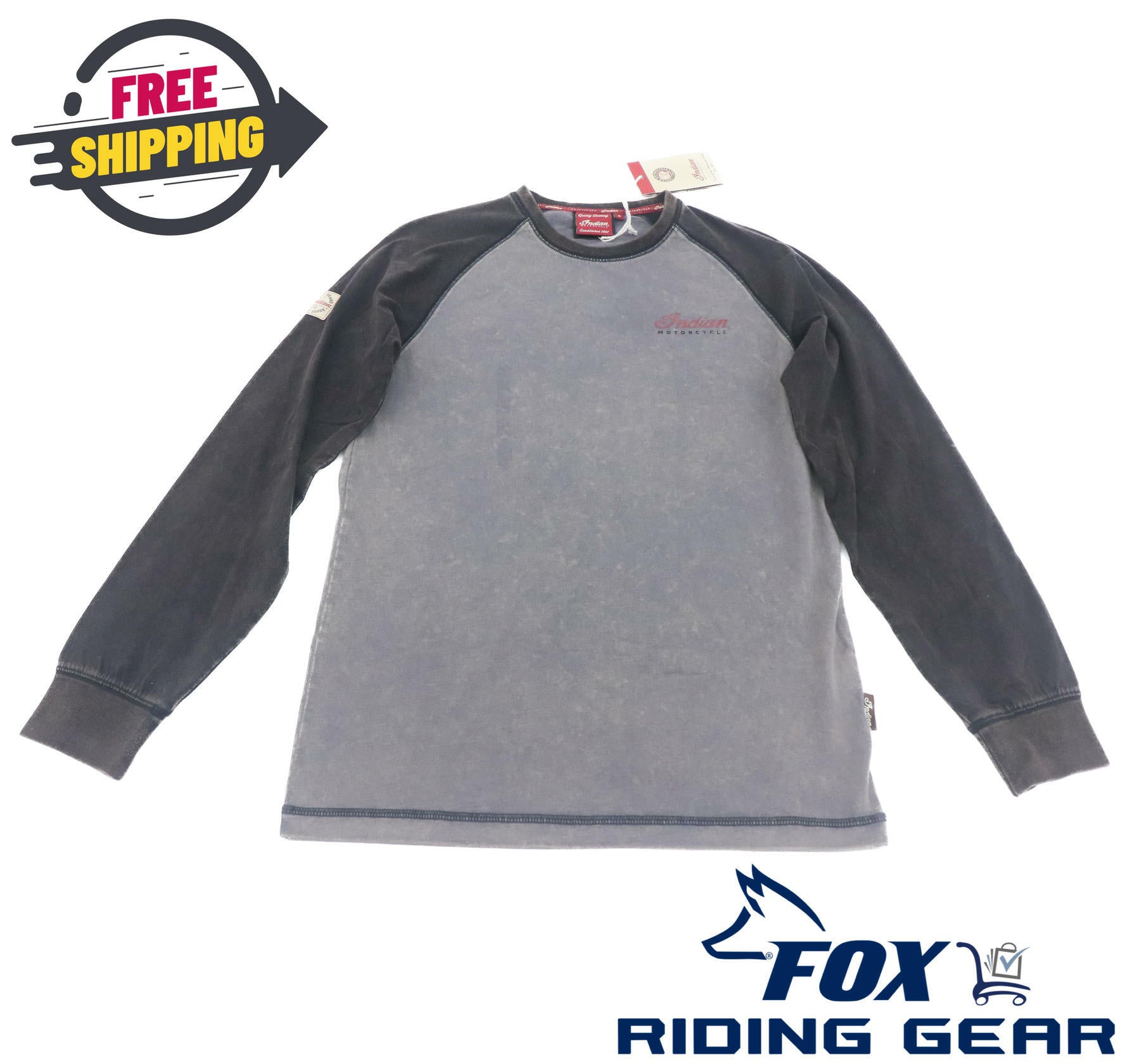 Indian Motorcycle Mens Small Bomber Long Sleeve Shirt Tee 286619702 -OPEN BOX