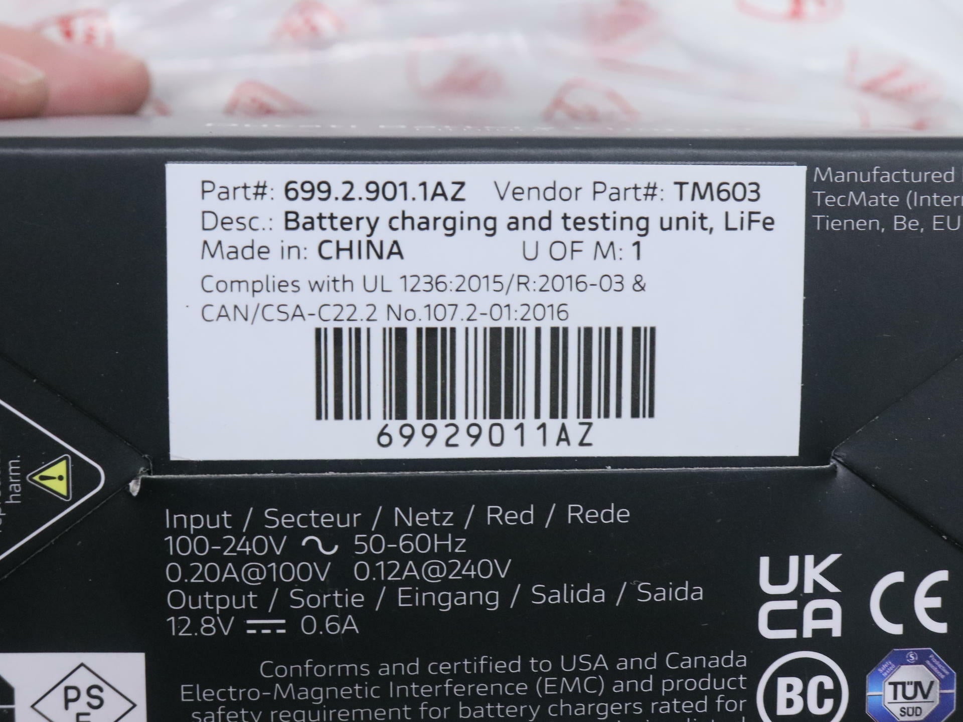OEM Ducati Lithium Battery Charger Maintainer TecMate - 69929011AZ - Open Box