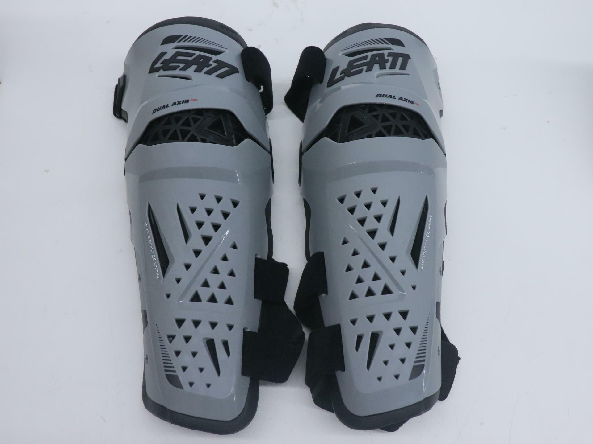 OPEN BOX - Leatt Knee Shin Guards Dual Axis Forge GREY - ADULT 2XL - 5024060812