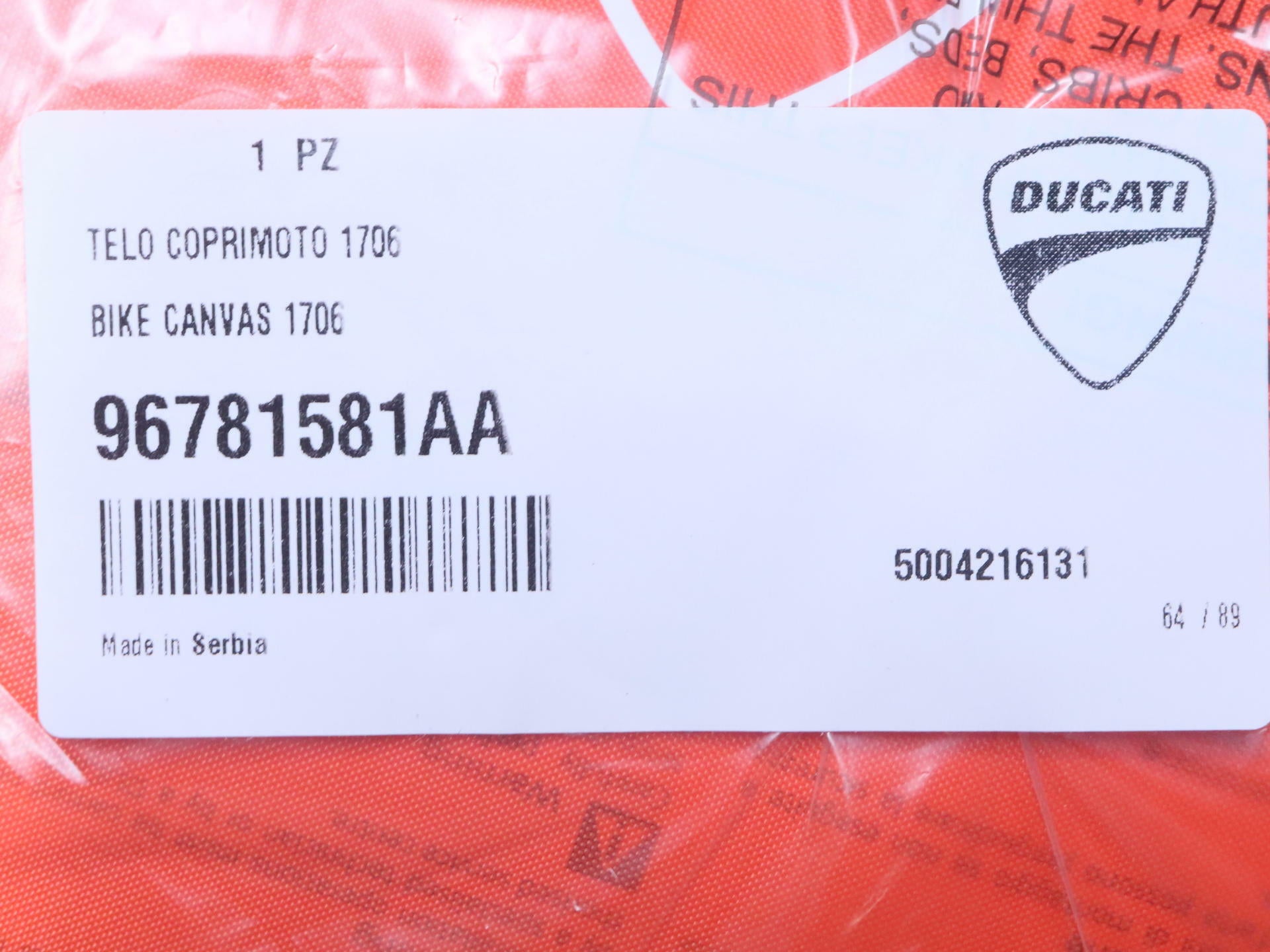 OPEN BOX - OEM Ducati Indoor Bike Canvas Cover Multistrada V4 S - 96781581AA