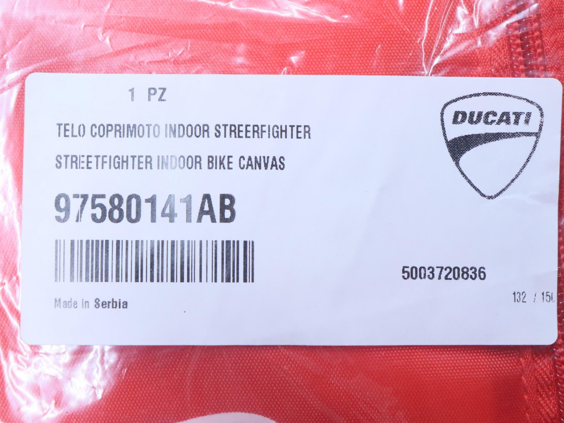 OEM Ducati Streetfighter V4 Bike Canvas Cover Red - 97580141AB - Open Box