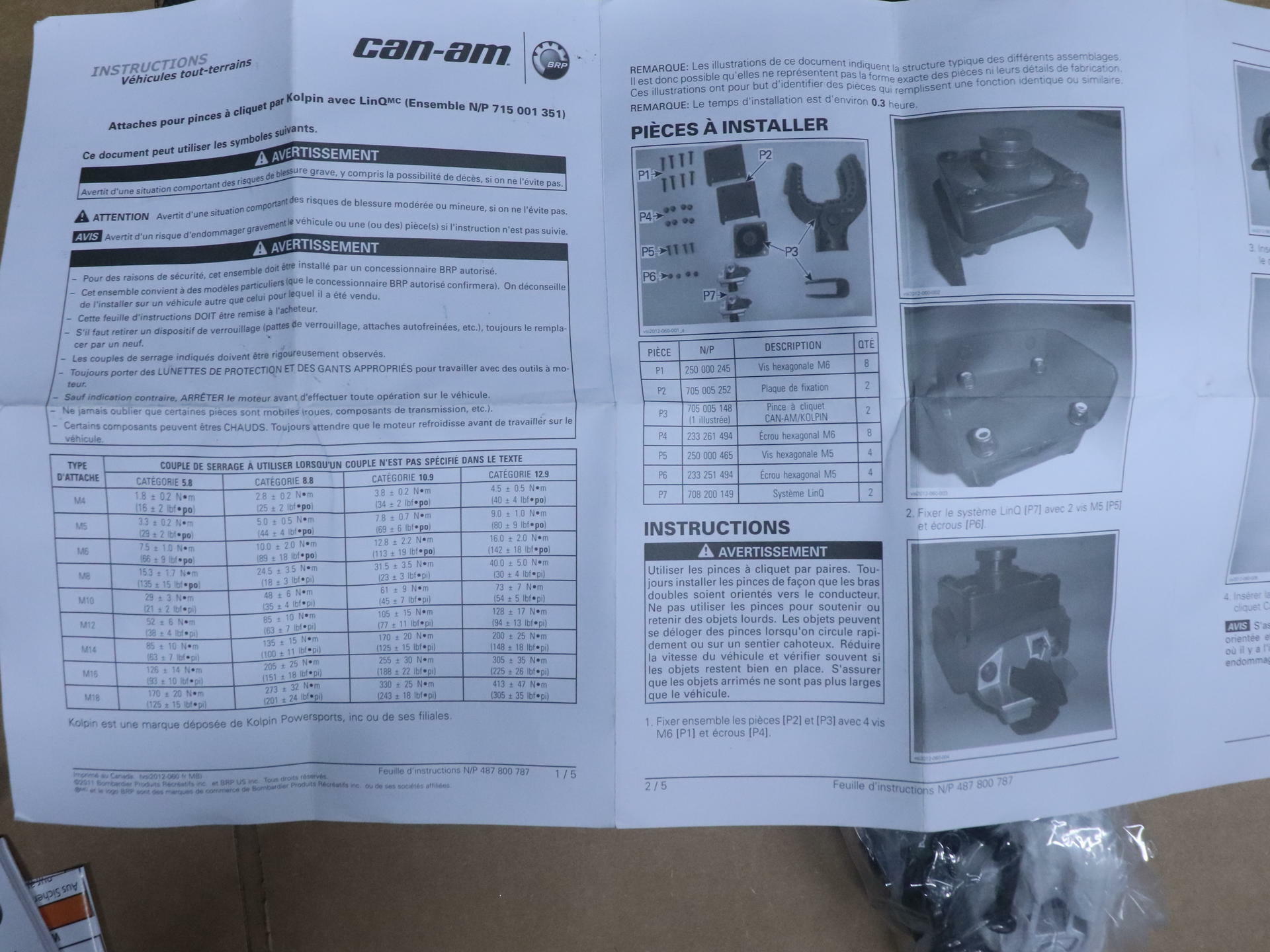 OEM Can-Am LinQ Gear Grip Clip Clamp Mount Set Kolpin 715001351 - Open Box