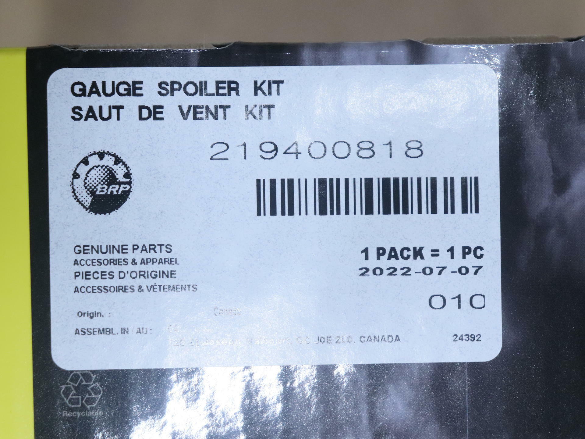 OPEN BOX - OEM Can-Am Gauge Spoiler BLACK Ryker - 219400818