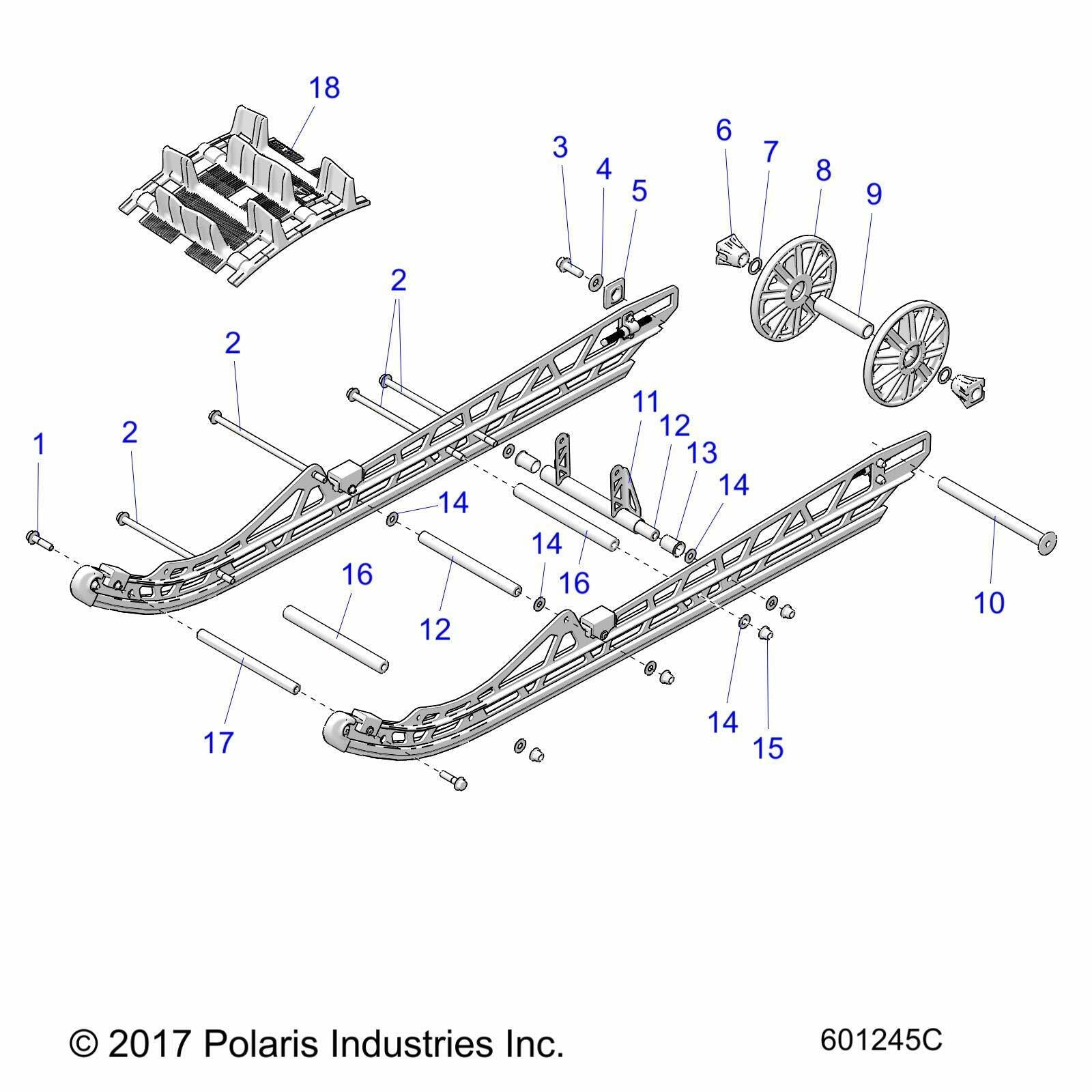 Polaris Snowmobile Suspension Rail Idler Wheel 7.25 in., Gloss Black, Genuine OEM Part 1590431-070, Qty 1