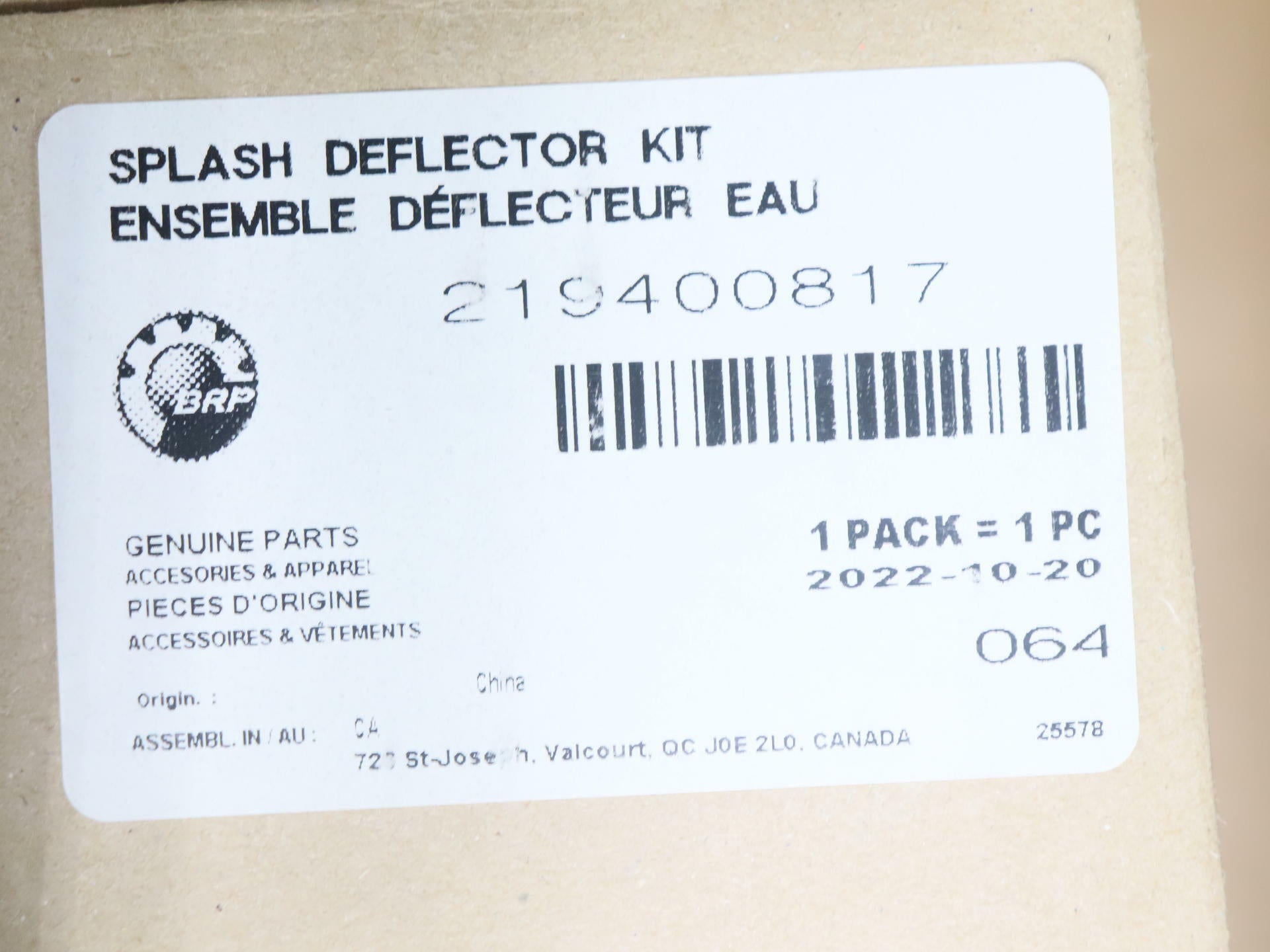 Can-Am OEM Ryker Splash Guard Deflector Set 219400817 All Models - Open Box