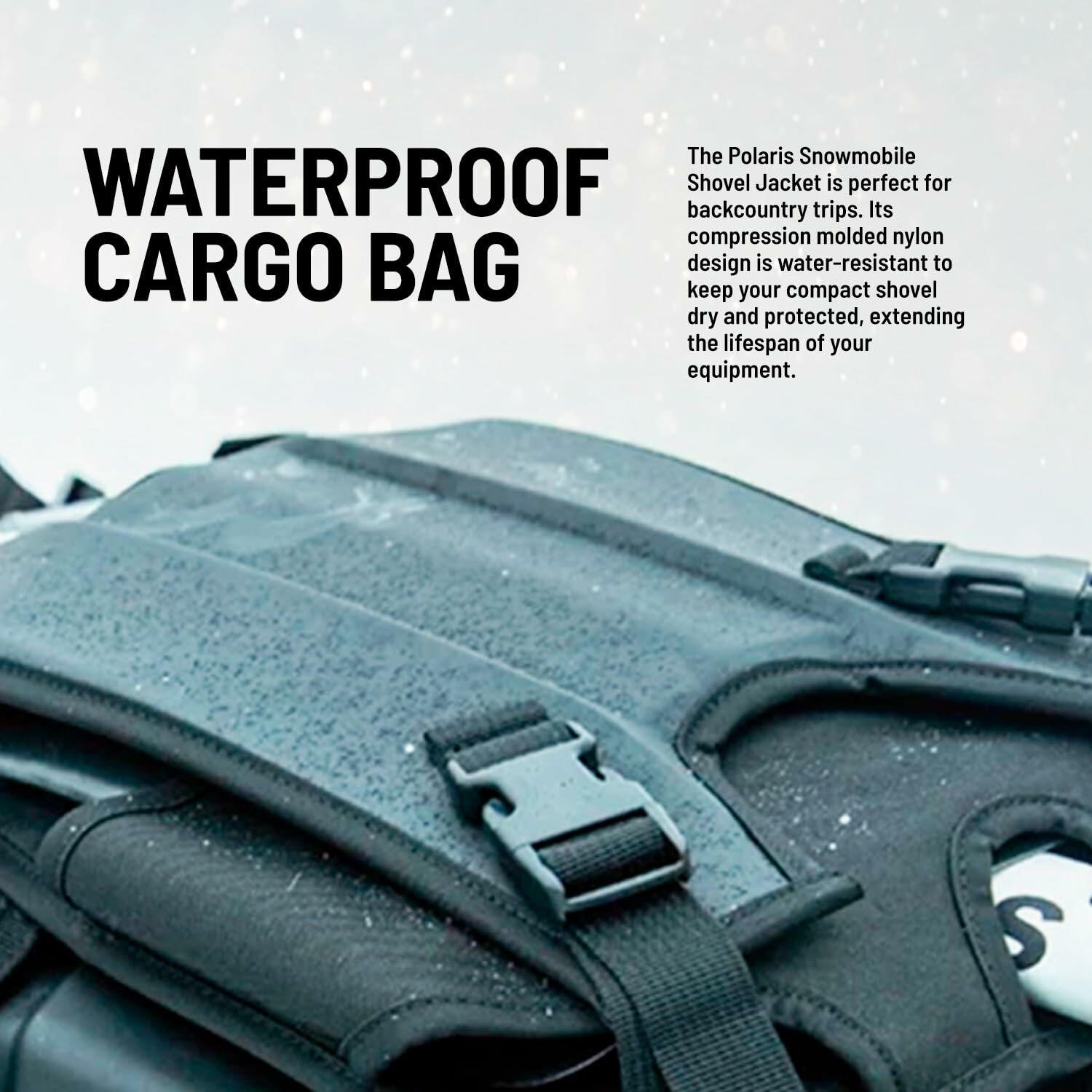 Polaris Snowmobile Shovel Jacket for Lock & Ride Flex Burandt Tunnel Bag, Black Waterproof Cargo Bag, Easy Install, Direct Attachment, Gives 2nd Snow Shovel Option, Genuine OEM - Part 2889322