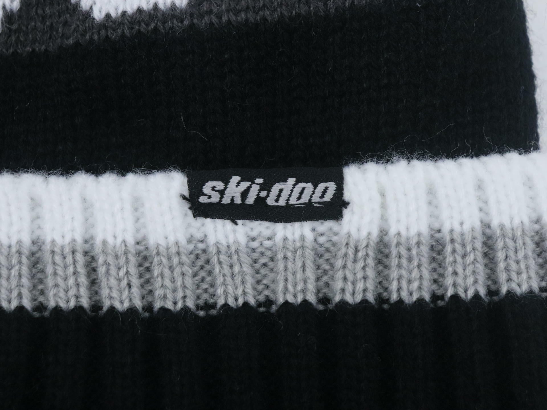 Ski-Doo Pom-Pom Knit Beanie Hat BLK/WHT - Adult One Size - 4487320090 - Open Box