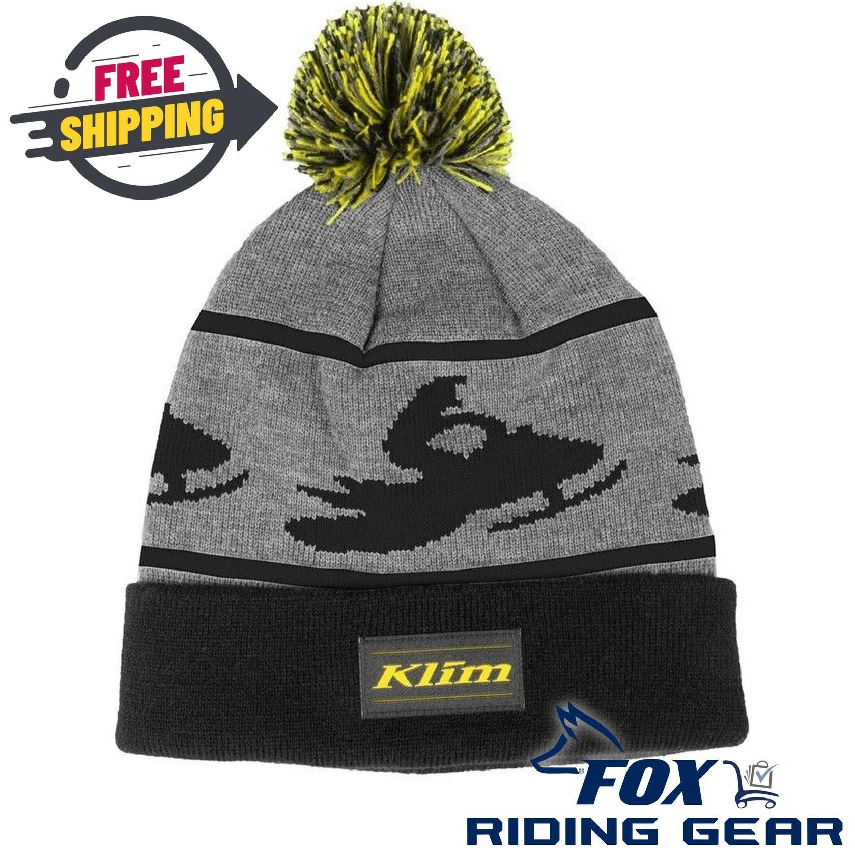 OPEN BOX - Klim Bomber Beanie Hat Black Grey- Adult One Size - 6028-002-000-000