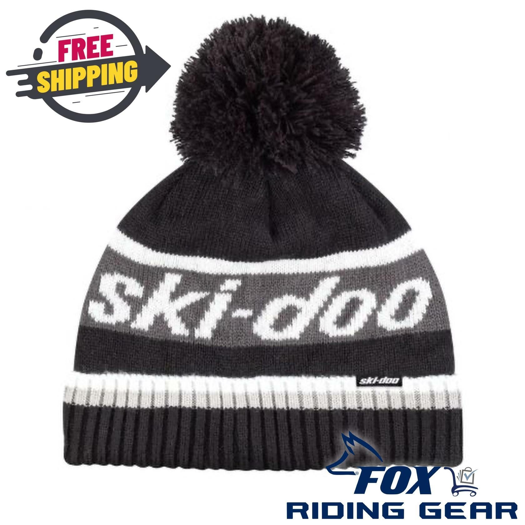 Ski-Doo Pom-Pom Knit Beanie Hat BLK/WHT - Adult One Size - 4487320090 - Open Box