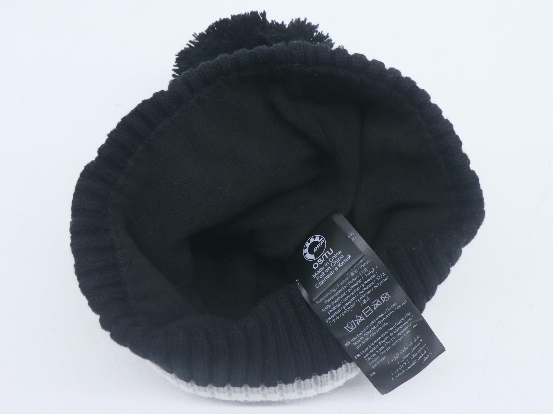 Ski-Doo Pom-Pom Knit Beanie Hat BLK/WHT - Adult One Size - 4487320090 - Open Box