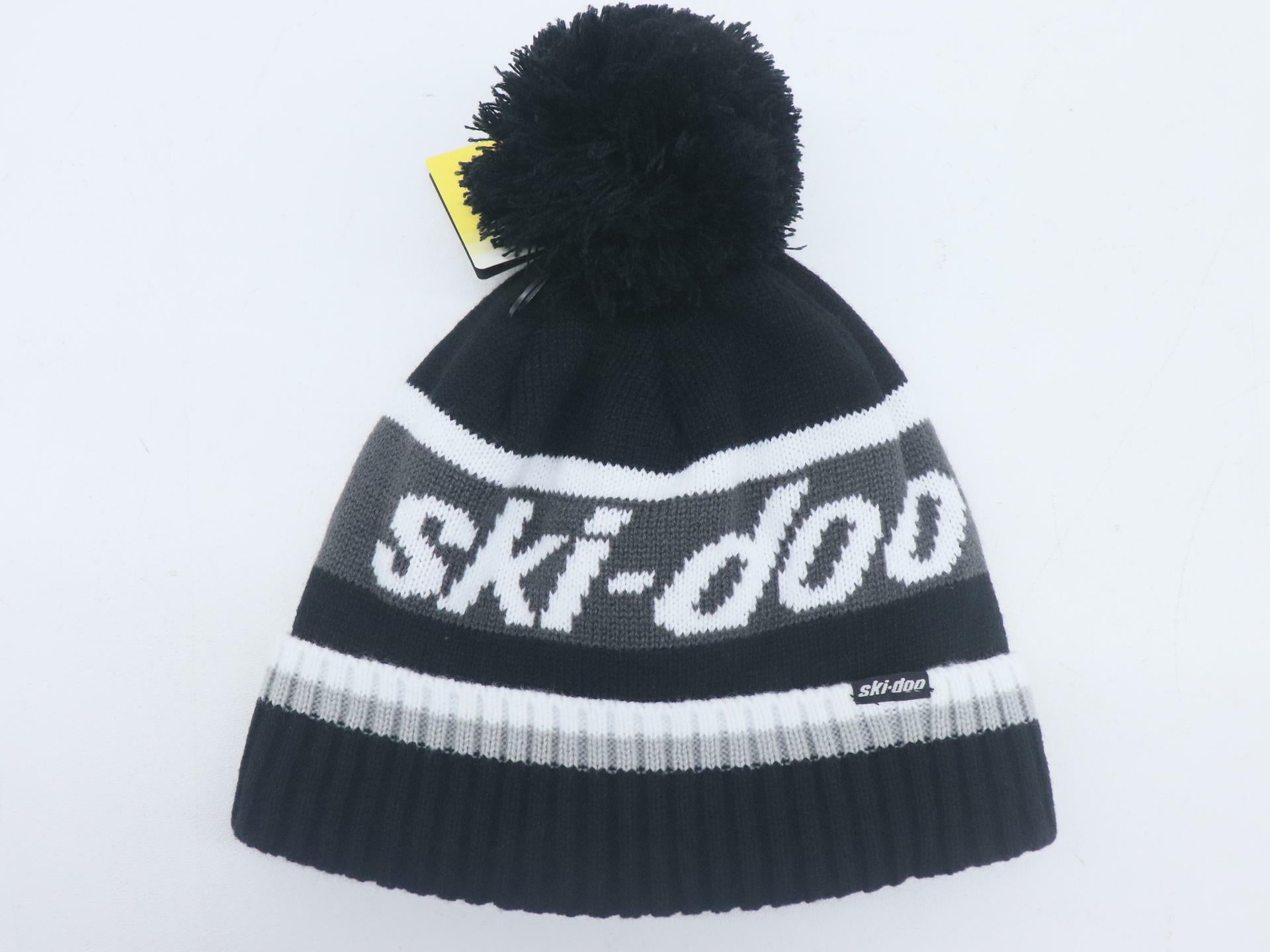 Ski-Doo Pom-Pom Knit Beanie Hat BLK/WHT - Adult One Size - 4487320090 - Open Box