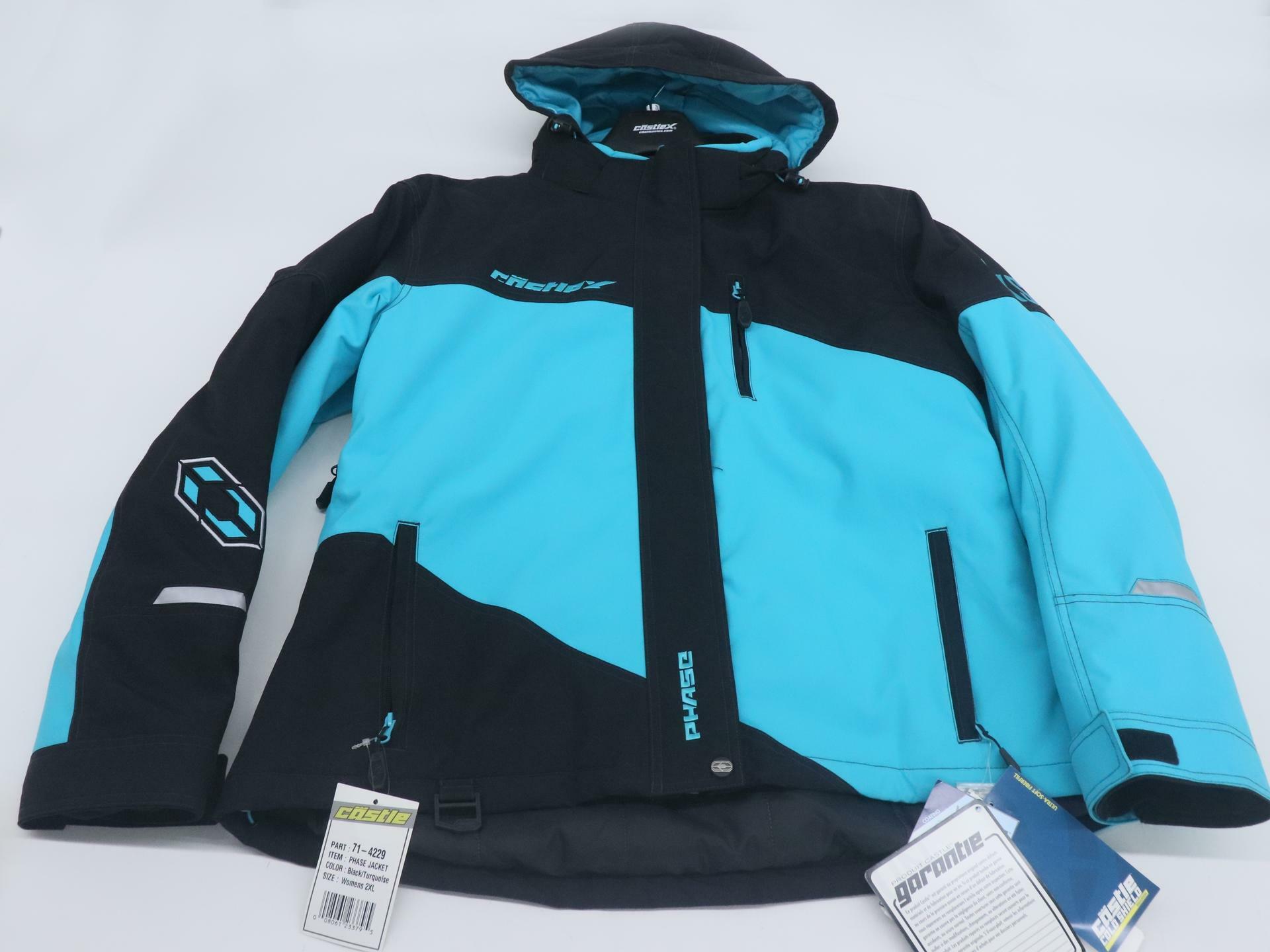 Castle X Phase Women's Snowmobile Jacket Black Turquoise 2XL 71-4229 - Open Box