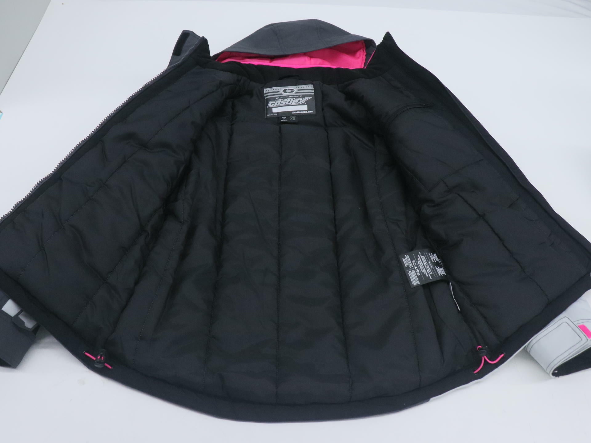 Castle X Womens Phase Snowmobile Jacket Silver Pink Glo XS 71-4241 - Open Box