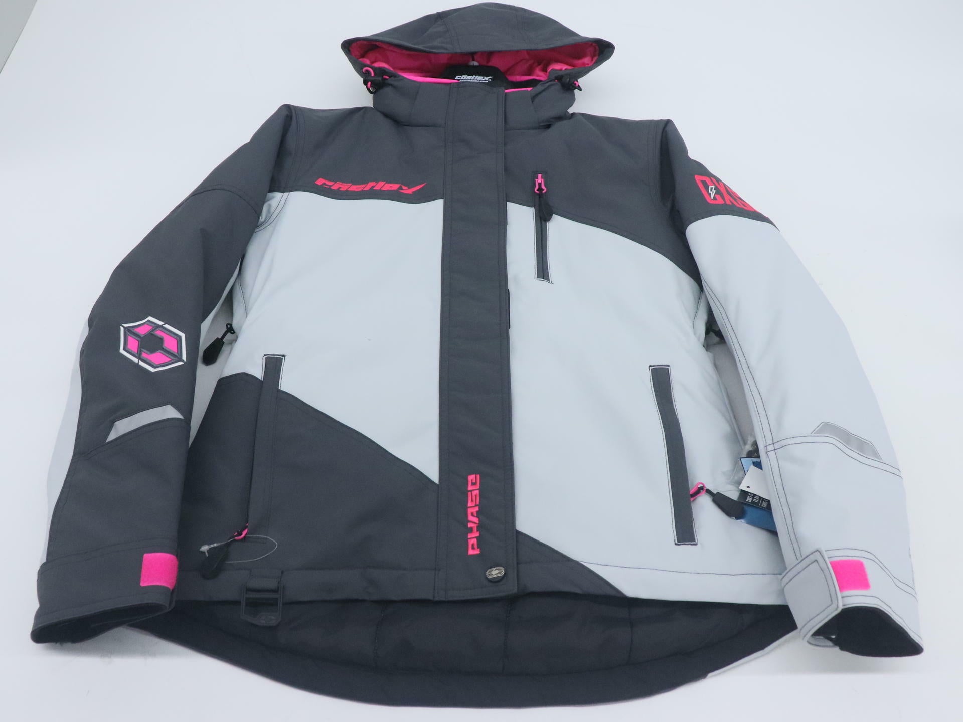 Castle X Womens Phase Snowmobile Jacket Silver Pink Glo SM 71-4242 - Open Box
