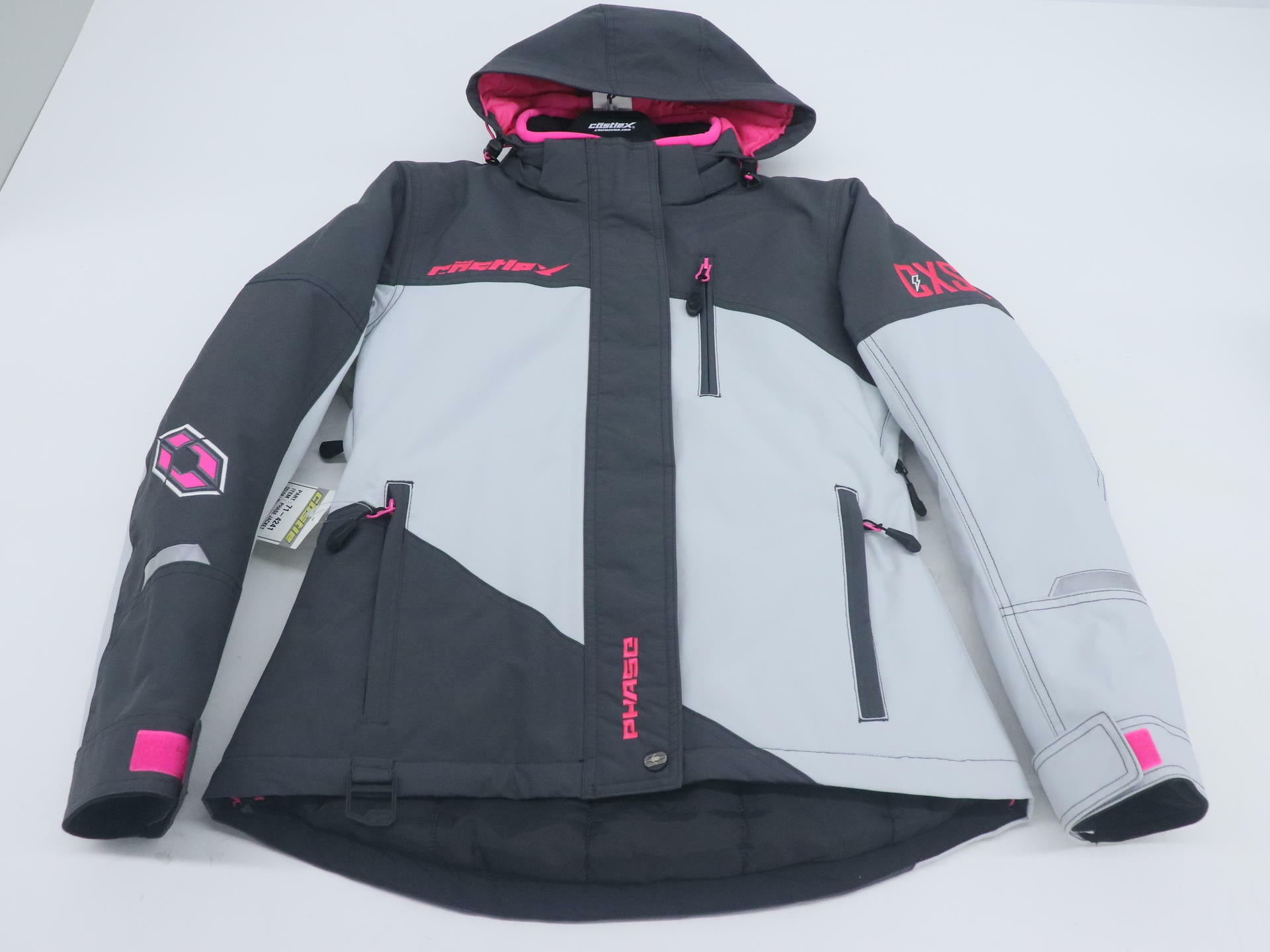 Castle X Womens Phase Snowmobile Jacket Silver Pink Glo XS 71-4241 - Open Box