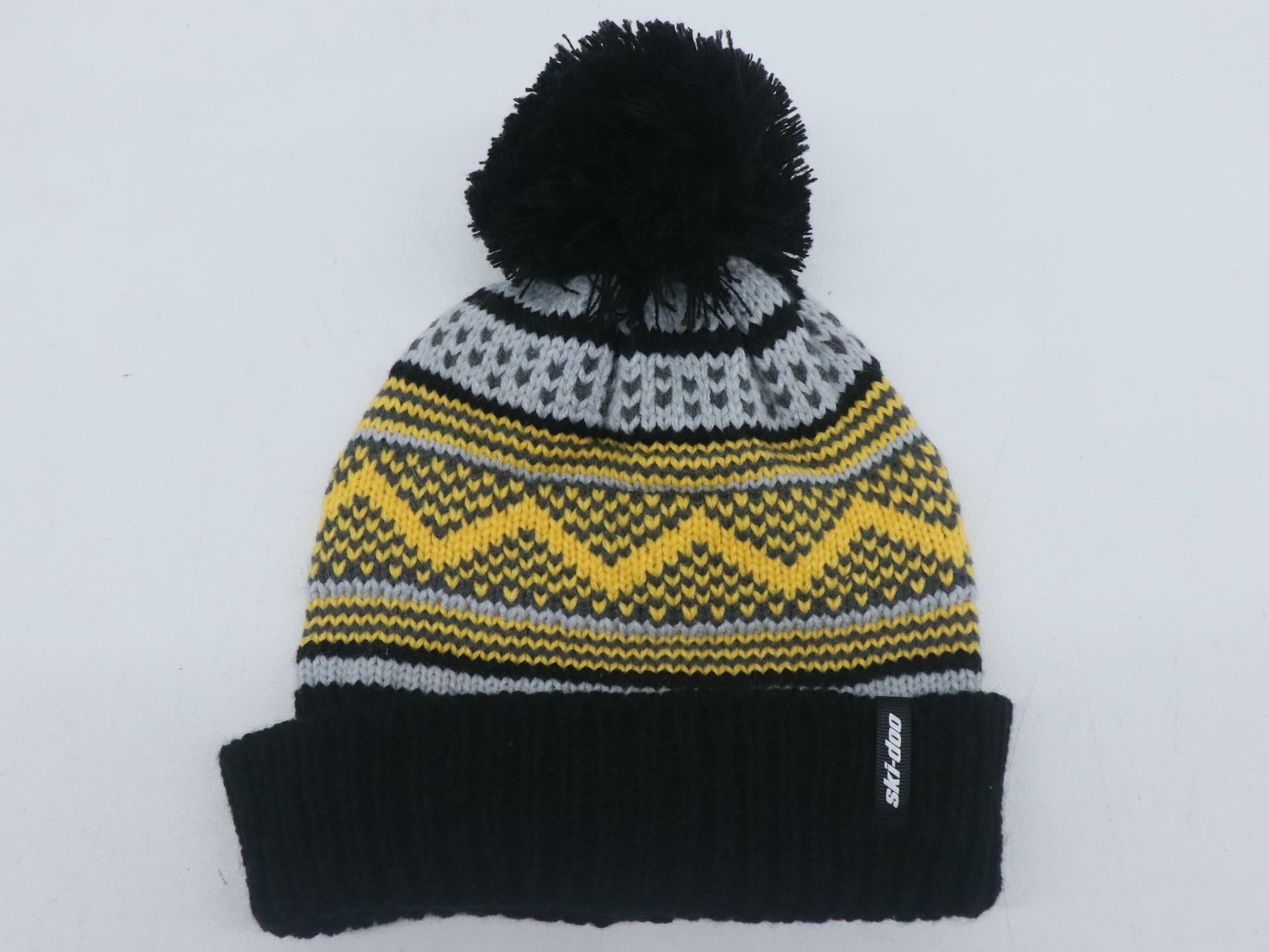 Ski-Doo Yellow Pom-Pom Knit Beanie Hat Adult One Size 4548160010 - Open Box