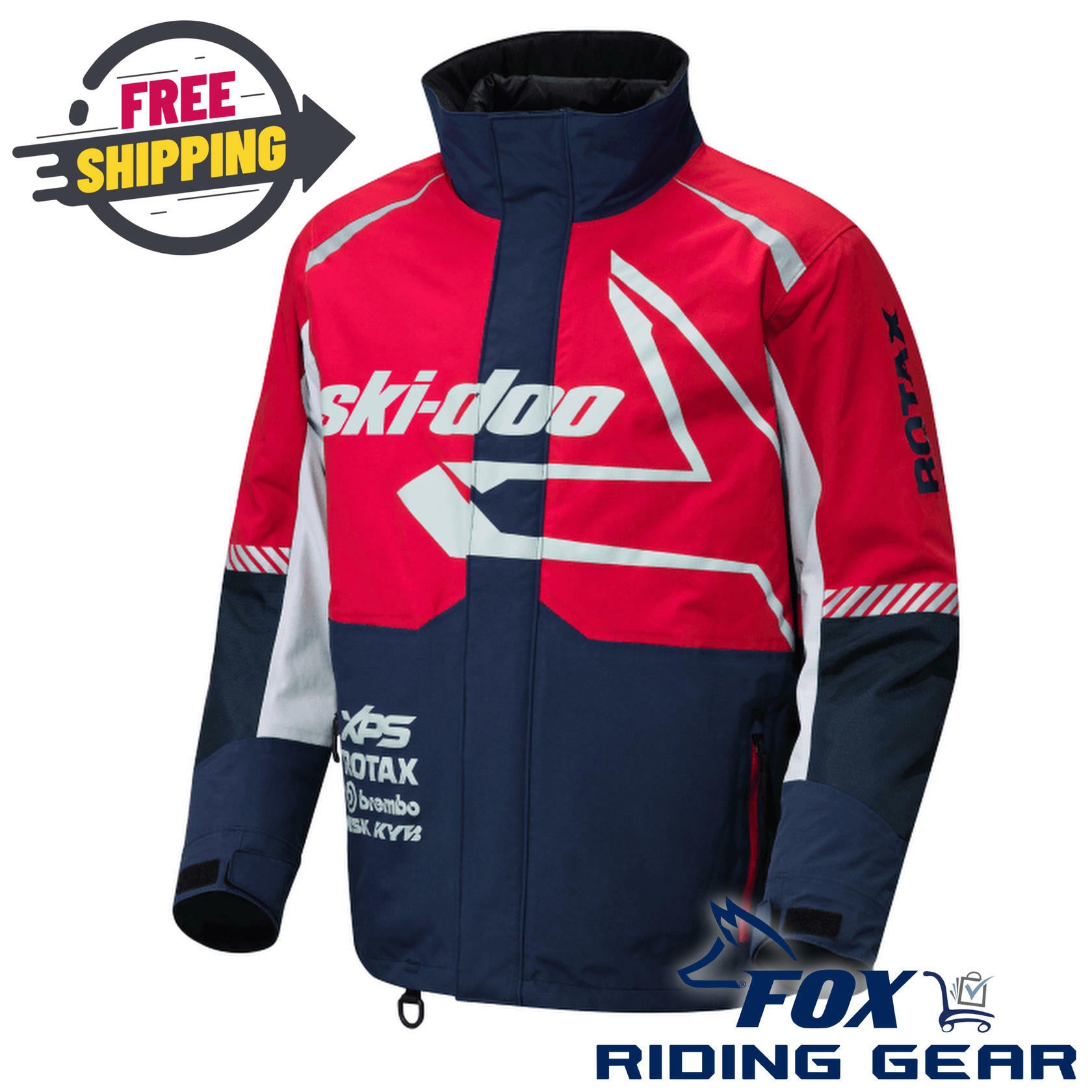 Ski-Doo Mens X-Team Snowmobile Jacket Navy Red LG 4409370916 - Open Box