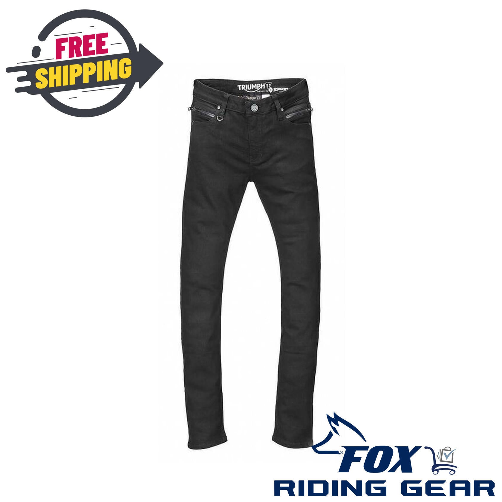 Triumph Womens Skinny Motorcycle Riding Jean Black 28R MDJS17120-28R -OPEN BOX