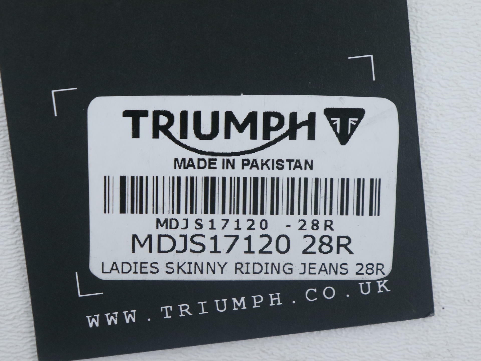 Triumph Womens Skinny Motorcycle Riding Jean Black 28R MDJS17120-28R -OPEN BOX