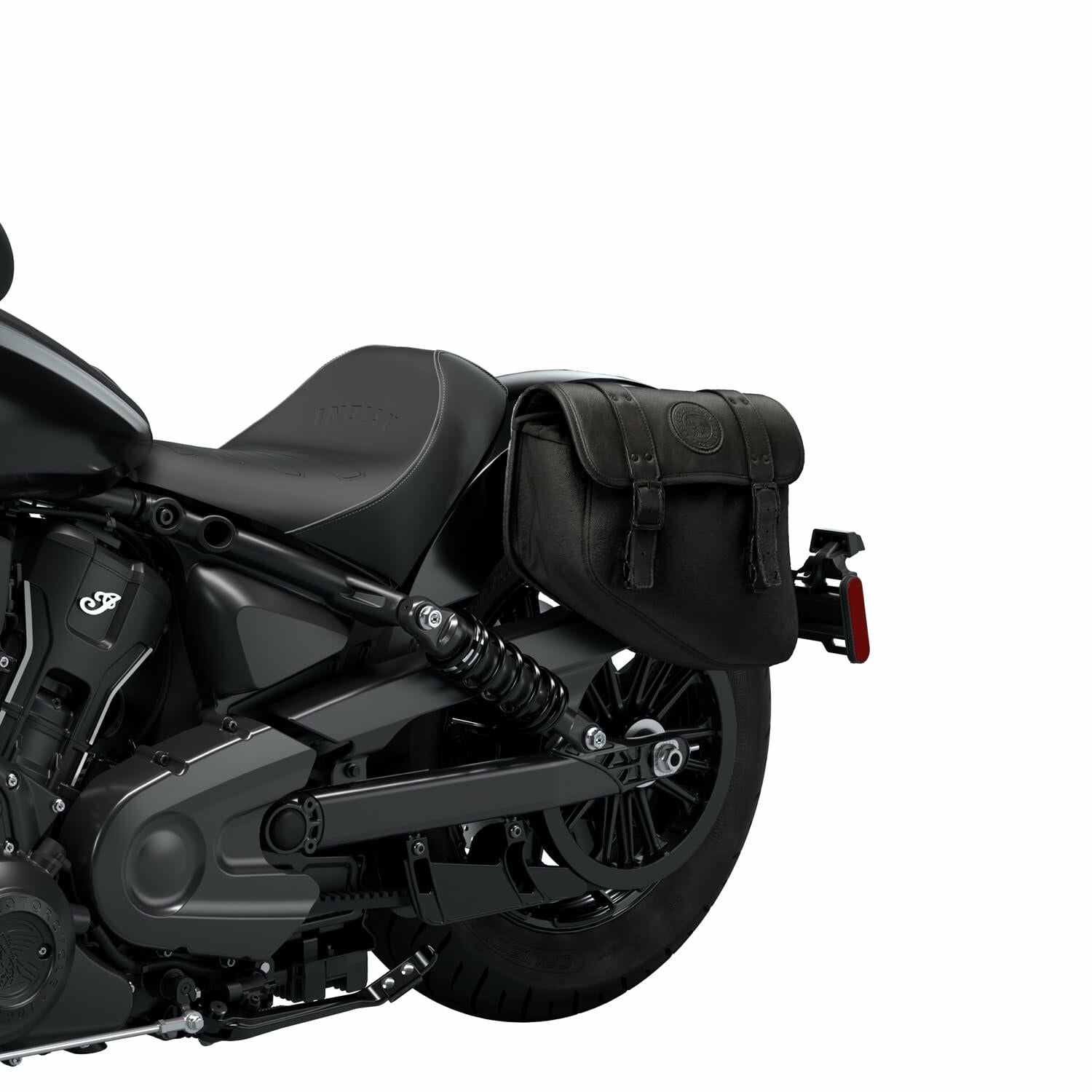 Indian Motorcycle Left-Hand Bobber Saddlebag, for Specific Models, Black Polyester, Mounting Hardware and Reflector - Part 2890283-VBA