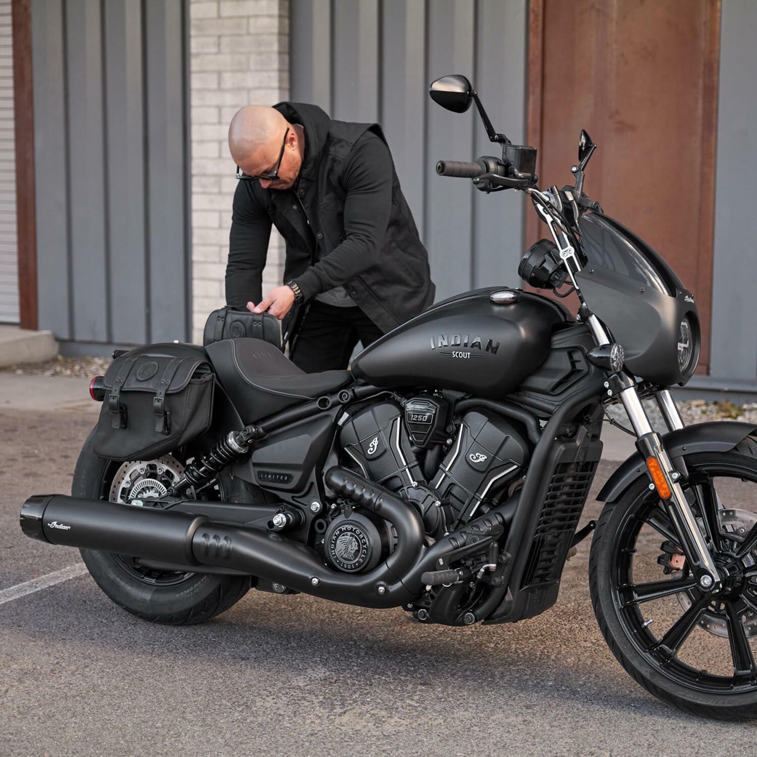 Indian Motorcycle Left-Hand Bobber Saddlebag, for Specific Models, Black Polyester, Mounting Hardware and Reflector - Part 2890283-VBA