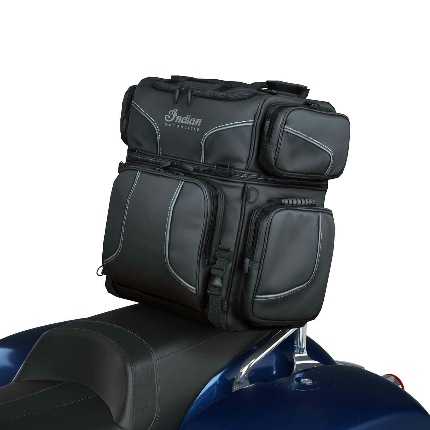 Indian Motorcycle Spirit Lake Touring Bag, for Specific Models, Black Vinyl, Six Accessible Storage Compartments - Part 2889144-VBA