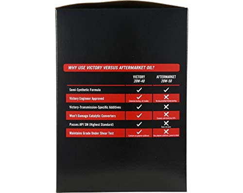 Victory Motorcycles Oil Change Kit for All 100 & 106 Cu In Engines, Includes 4.5 Quarts of 20W-40 Semi-Synthetic Motor Oil, 1 Oil Filter, 2 Washers, for Clutch Performance, Engine Protection - 2879600