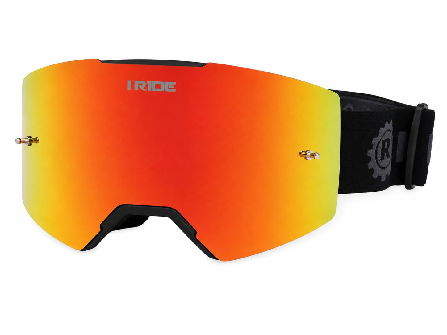 I RIDE AIRTIME PRO Motocross Goggles – Black Frame – Magnetic Lens, Orange Mirror + Clear Lens, 5 Tear-Offs, Hard Case & Bag – MX Dirt Bike ATV UTV Off-Road Race Goggles by Fox Powersports
