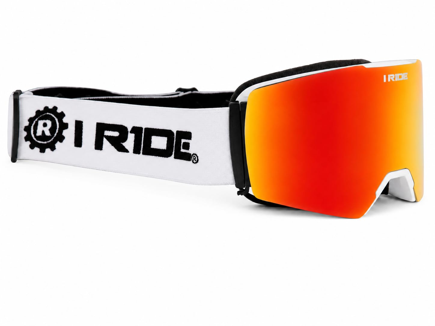 I RIDE AIRTIME PRO Motocross Goggles – White Frame – Magnetic Lens Interchange, Orange Mirror + Clear Lens, Hard Case & Bag – MX Dirt Bike ATV UTV Off-Road Race Goggles by Fox Powersports