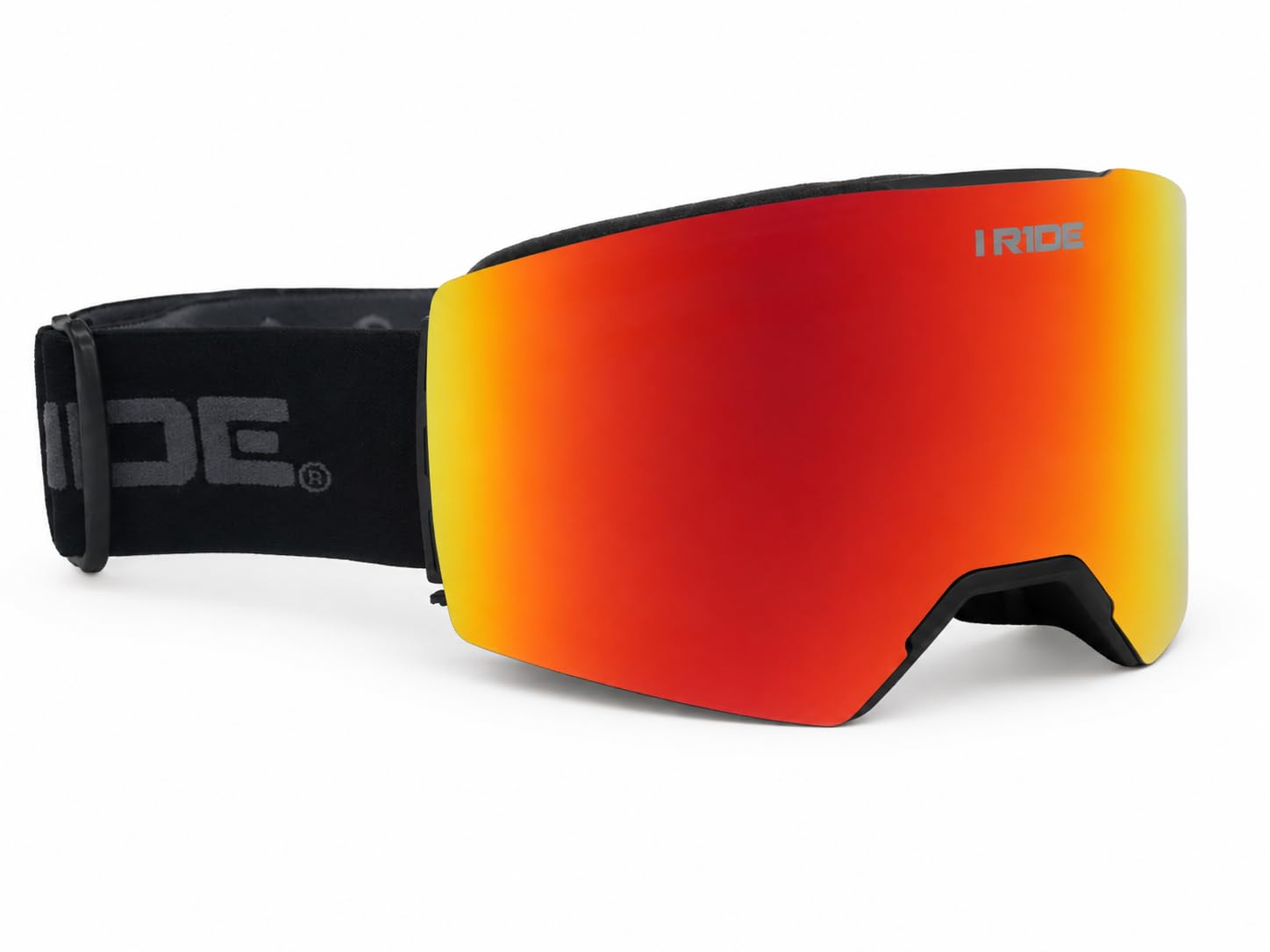 I RIDE AIRTIME PRO Motocross Goggles – Black Frame – Magnetic Lens Interchange, Orange Mirror + Clear Lens, Hard Case & Bag – MX Dirt Bike ATV UTV Off-Road Race Goggles by Fox Powersports