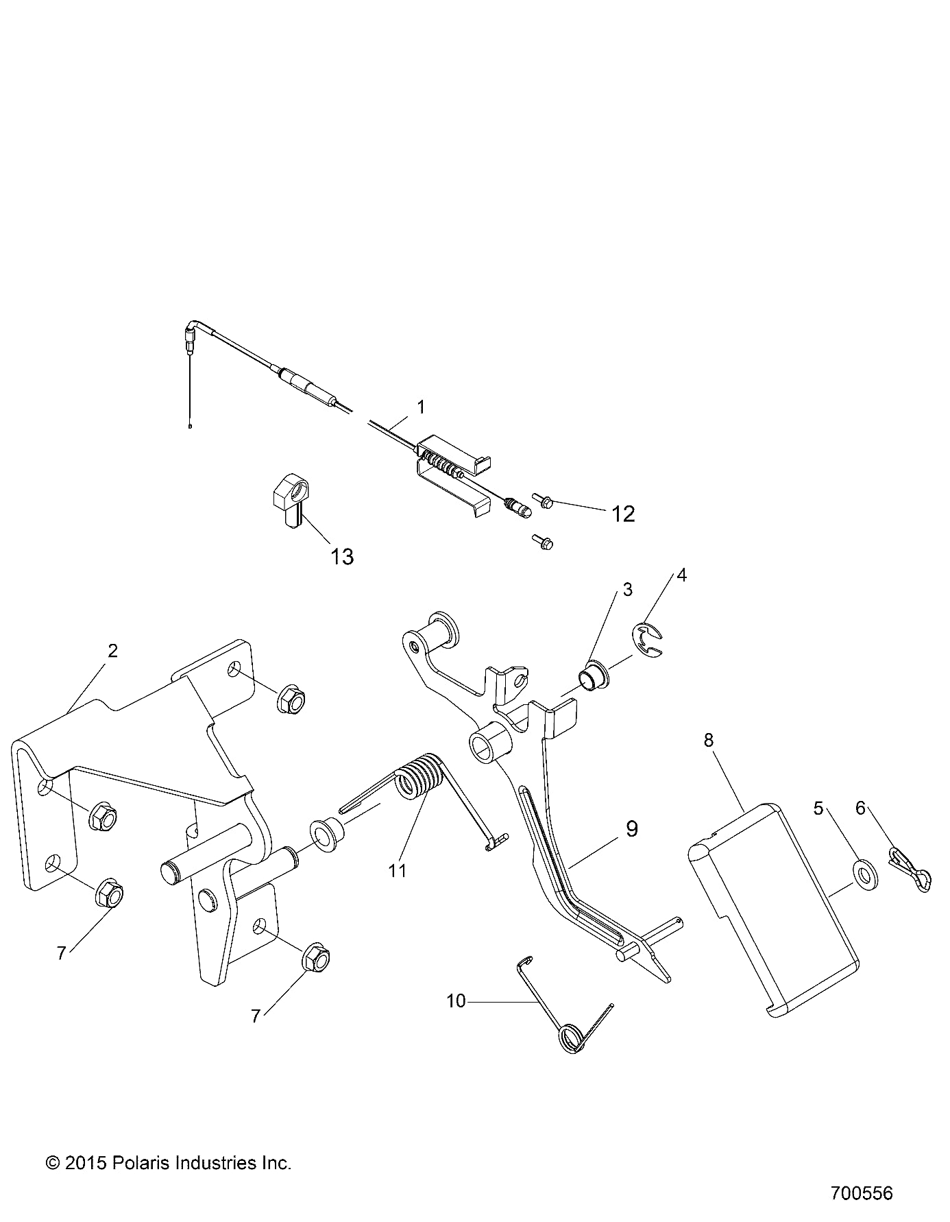 Polaris Ranger Throttle Cable, 800, Genuine OEM Part 7081669, Qty 1