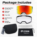 I RIDE AIRTIME PRO Motocross Goggles – Black Frame – Magnetic Lens, Orange Mirror + Clear Lens, 5 Tear-Offs, Hard Case & Bag – MX Dirt Bike ATV UTV Off-Road Race Goggles by Fox Powersports