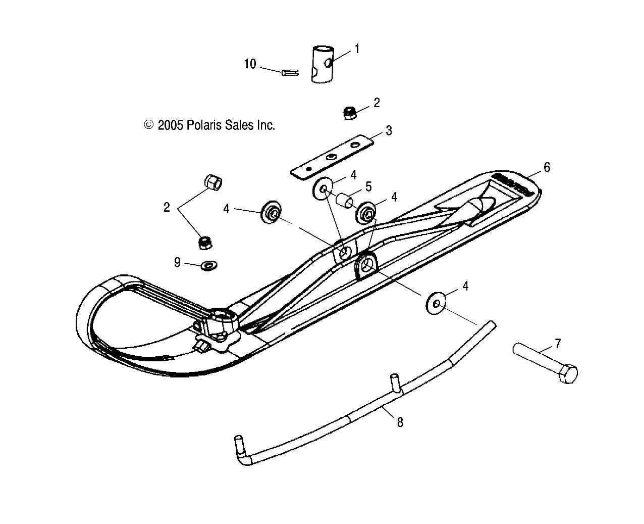 Polaris Snowmobile Ski Assembly, Gloss Black, Genuine OEM Part 1820765-070, Qty 1