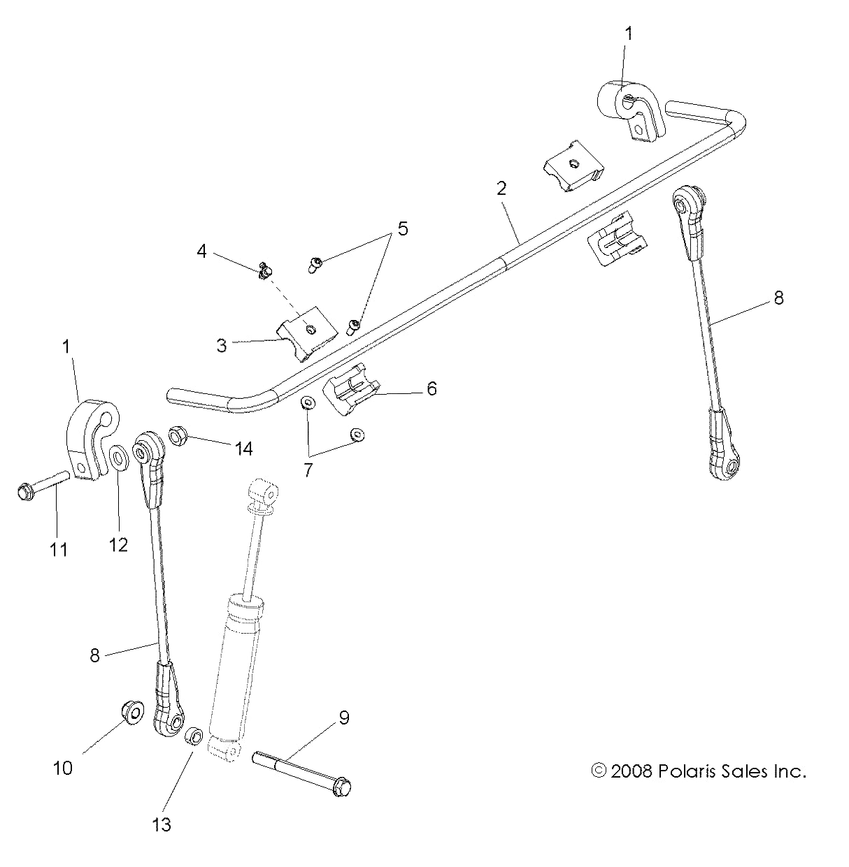 Polaris 1521115 Front Sway Bar Linkage 8-2011 EFI EPS RZR 800 200