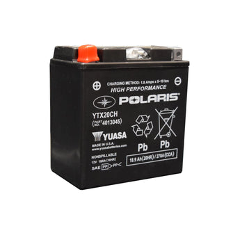 Polaris Snowmobile 12V 18Ah Sealed Rechargeable AGM Battery for Specific Rush, RMK, Switchback, Indy, Titan Models, YTX20CH, 270A CCA, Spill Proof, Maintenance Free - 4013045