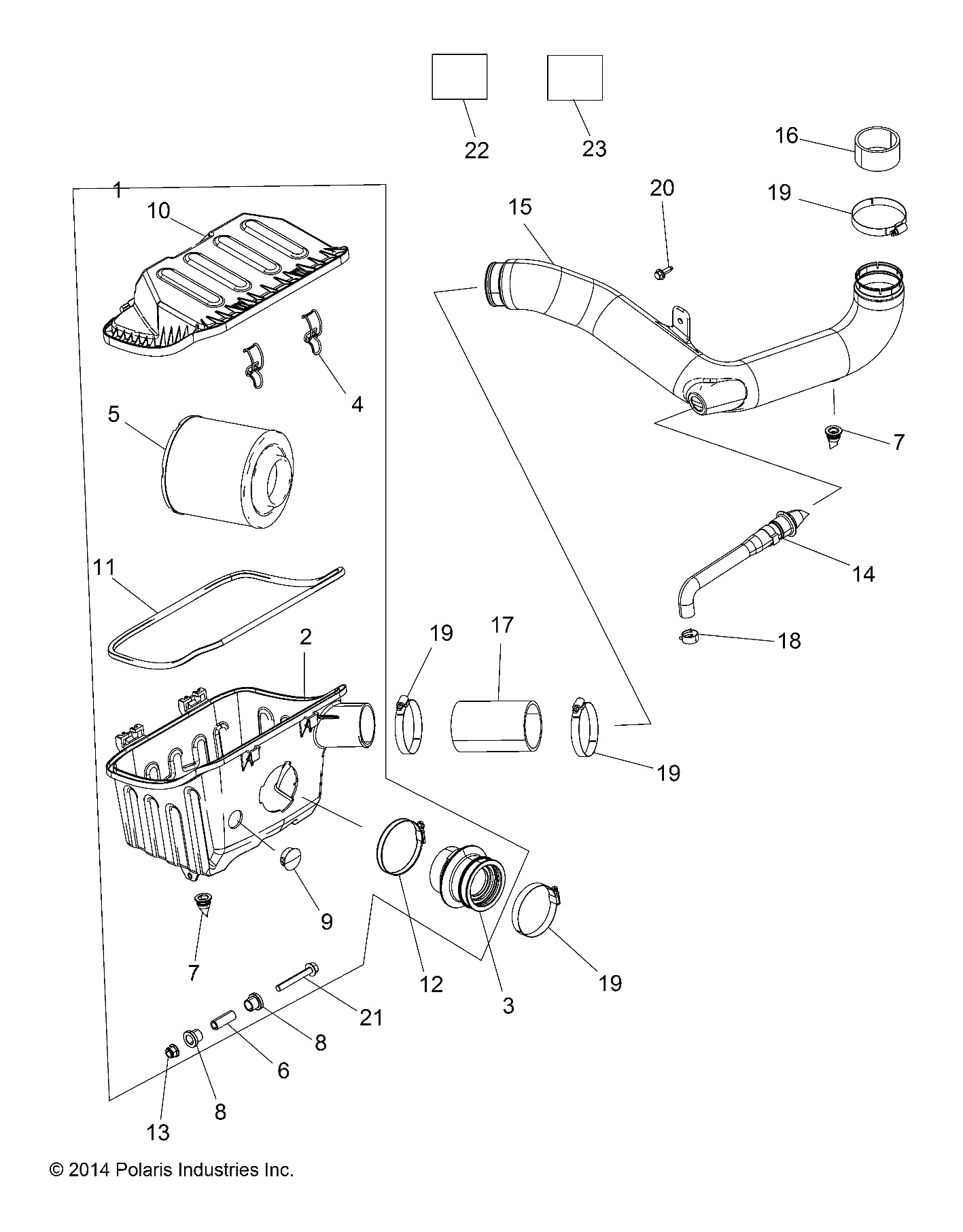 Polaris GEM Air Intake Box, Genuine OEM Part 5450174, Qty 1