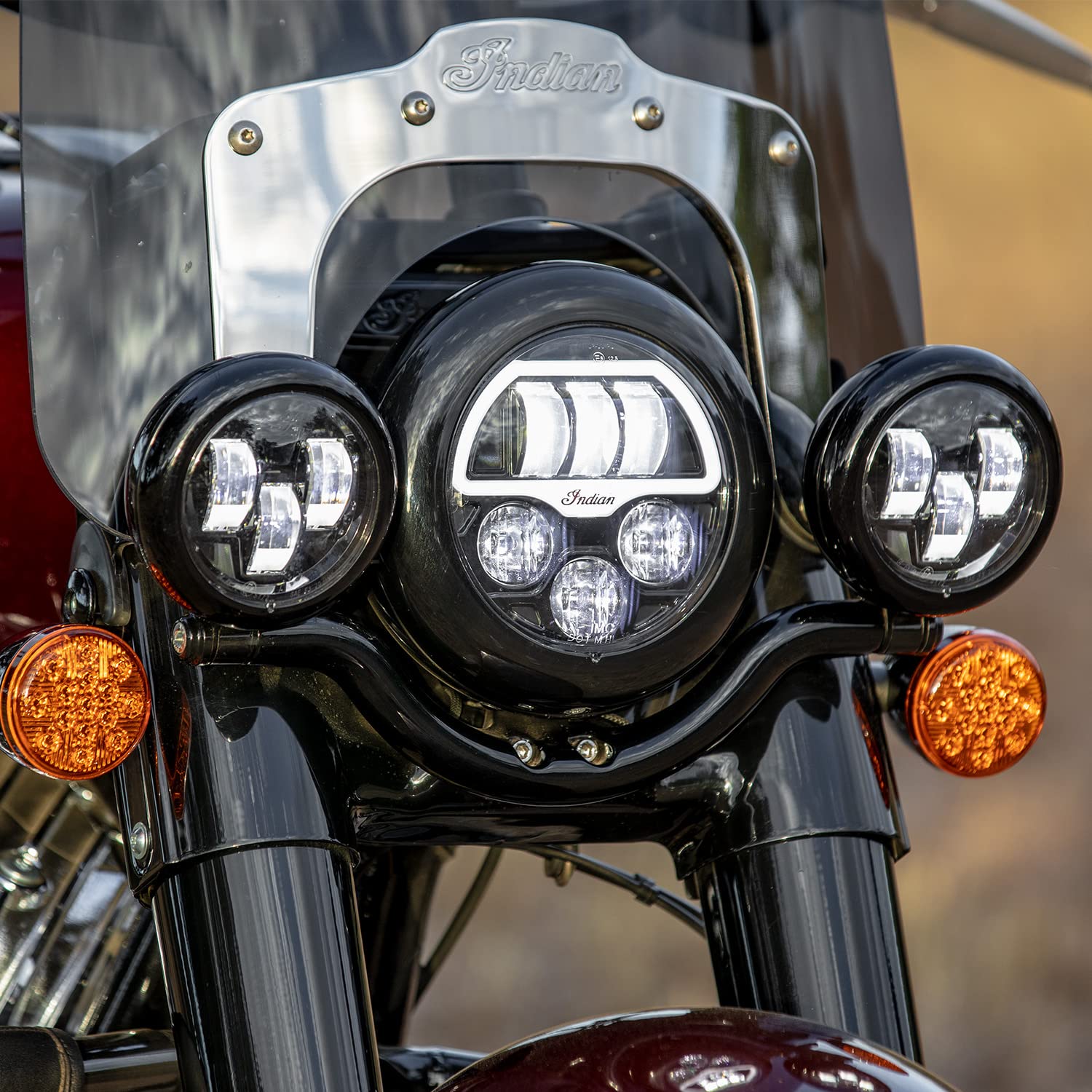 Indian Motorcycle Driving Lights Pathfinder S LED, Pair, for Specific Challenger, Chief, Chieftain, Pursuit Dark Horse, Roadmaster Limited Models and More, Gloss Black, 3.5-Inch Size - 2884708-266
