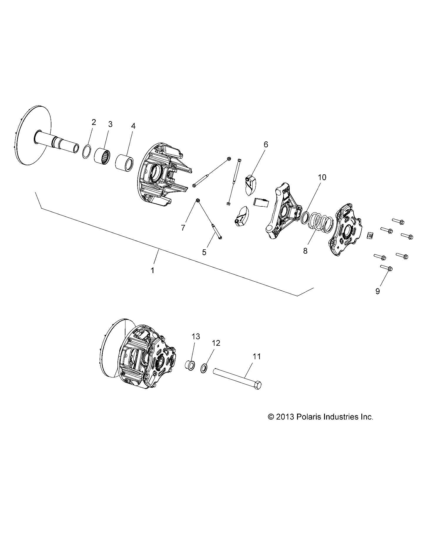 Polaris Ranger Diesel Drive Clutch Assembly, Compatible with Polaris Models for Perfect Fit, Genuine OEM Part 1323412, Qty 1