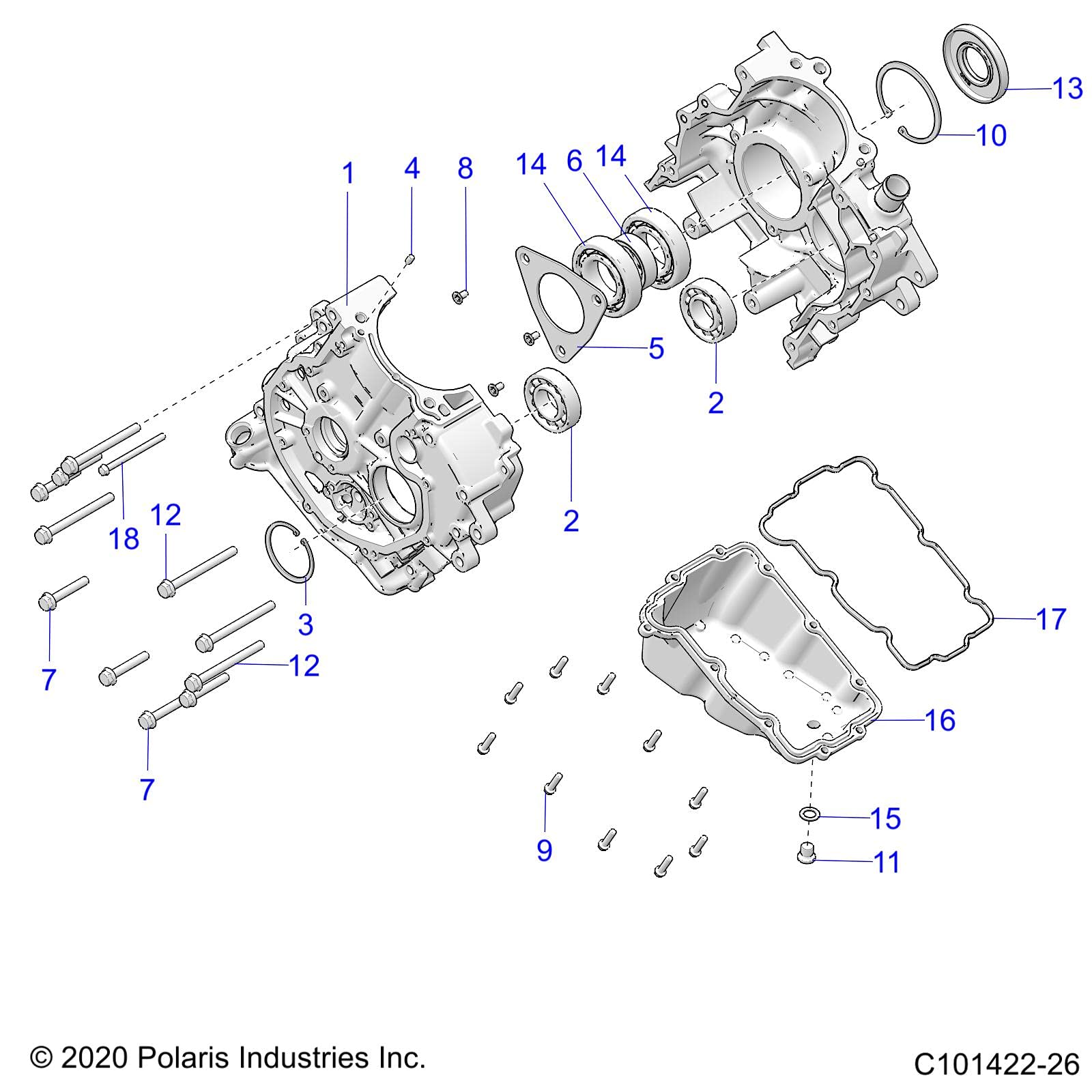 Polaris ATV Oil Pan, Machined, Genuine OEM Part 5138327, Qty 1